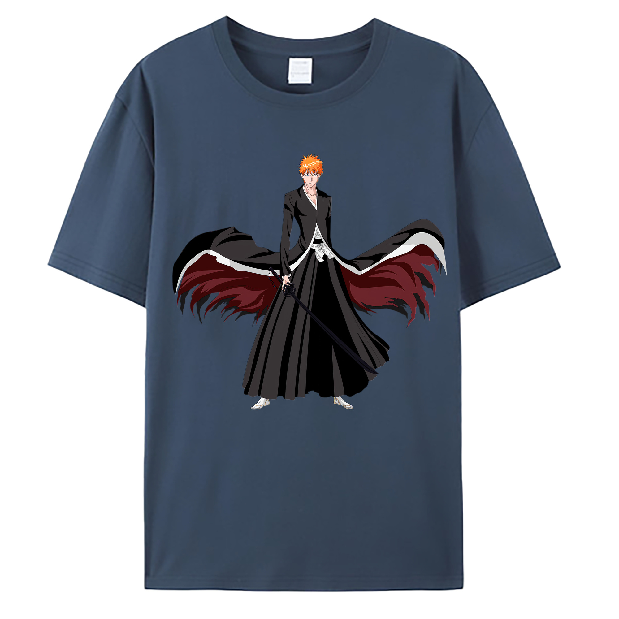 （画像用） ブリーチ 黒崎一護（くろさき いちご）BLEACH Kurosaki Ichigo 綿100％ メンズ半袖Tシャツ｜肌触りやわらか＆通気性