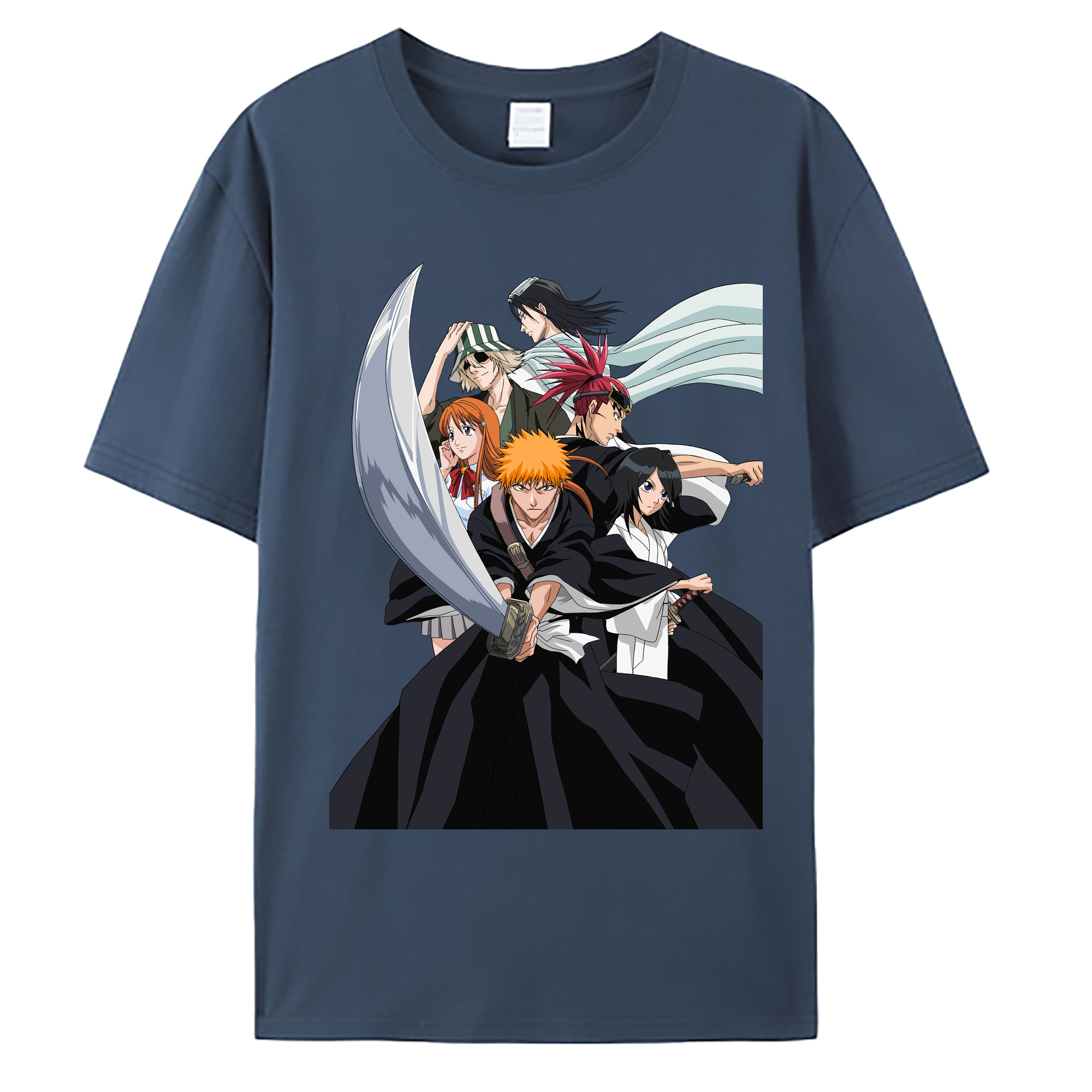 （画像用） ブリーチ 黒崎一護（くろさき いちご）BLEACH Kurosaki Ichigo 綿100％ メンズ半袖Tシャツ｜肌触りやわらか＆通気性