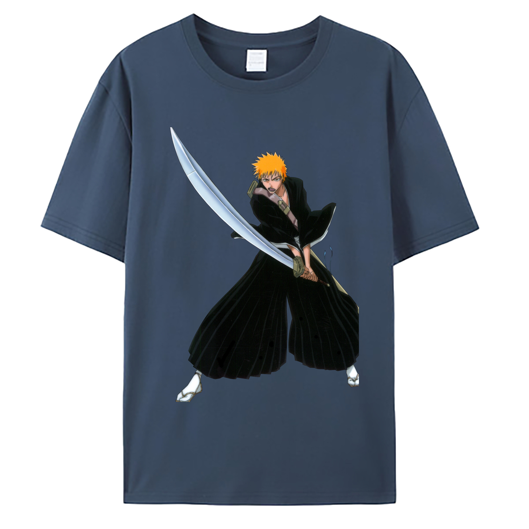 （画像用） ブリーチ 黒崎一護（くろさき いちご）BLEACH Kurosaki Ichigo 綿100％ メンズ半袖Tシャツ｜肌触りやわらか＆通気性