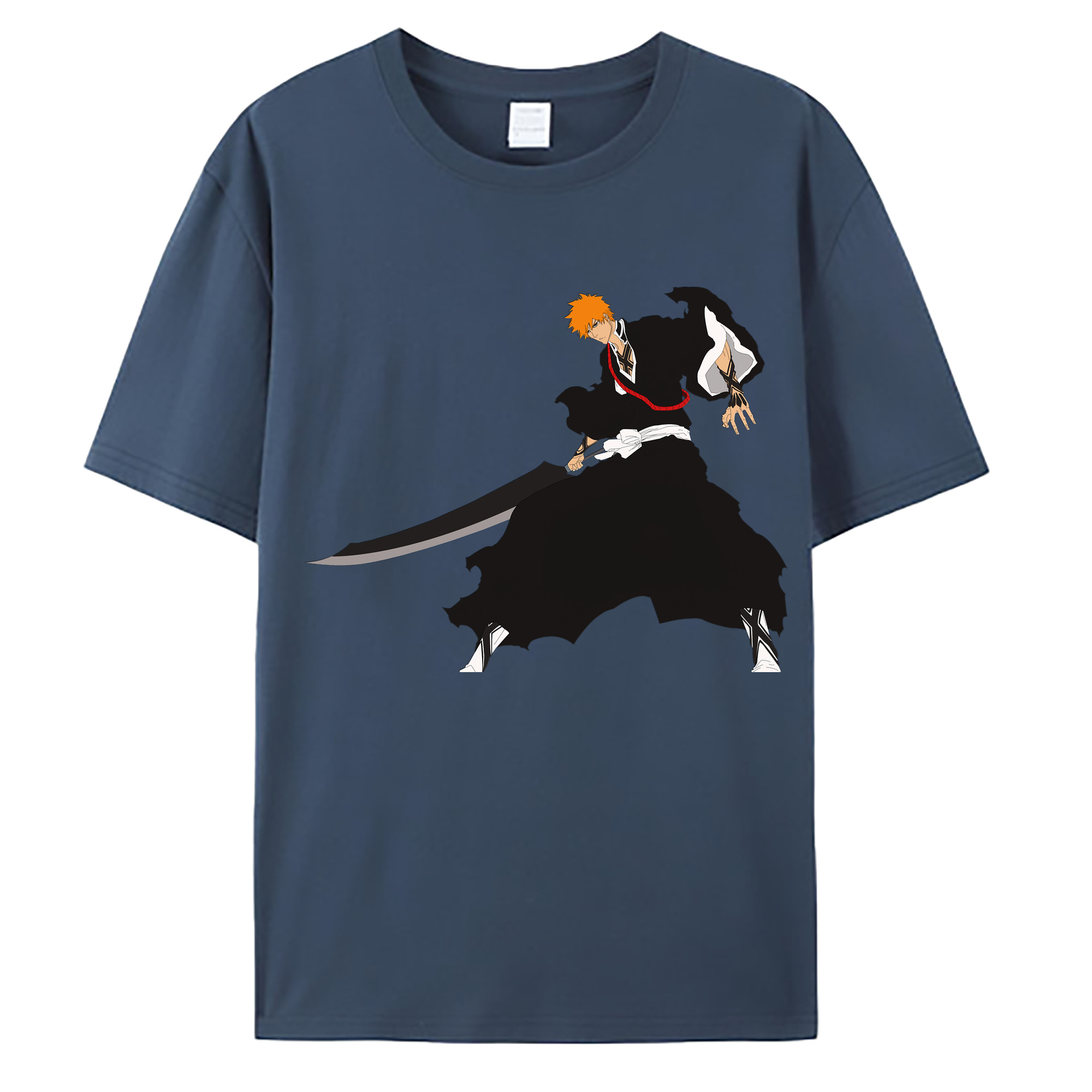 （画像用） ブリーチ 黒崎一護（くろさき いちご）BLEACH Kurosaki Ichigo 綿100％ メンズ半袖Tシャツ｜肌触りやわらか＆通気性