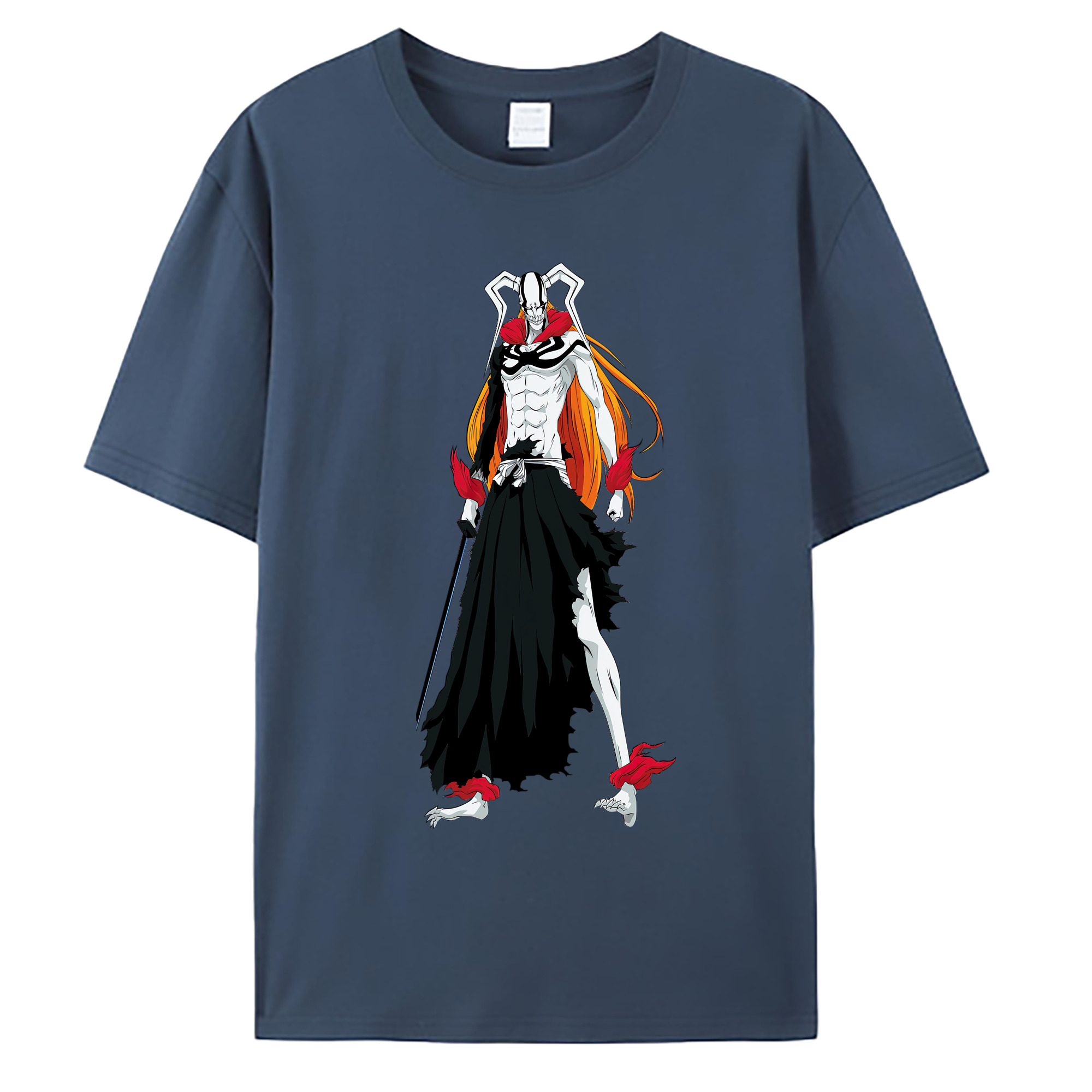 （画像用） ブリーチ 黒崎一護（くろさき いちご）BLEACH Kurosaki Ichigo 綿100％ メンズ半袖Tシャツ｜肌触りやわらか＆通気性