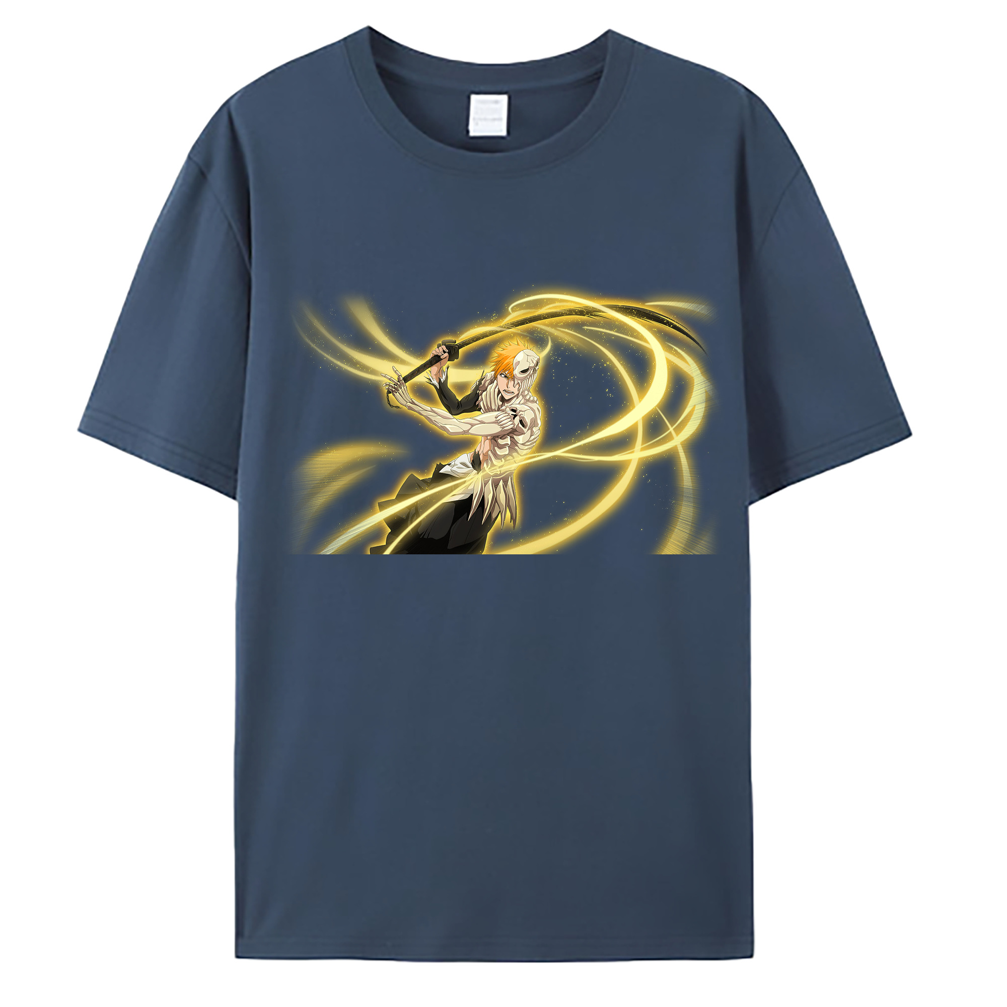 （画像用） ブリーチ 黒崎一護（くろさき いちご）BLEACH Kurosaki Ichigo 綿100％ メンズ半袖Tシャツ｜肌触りやわらか＆通気性