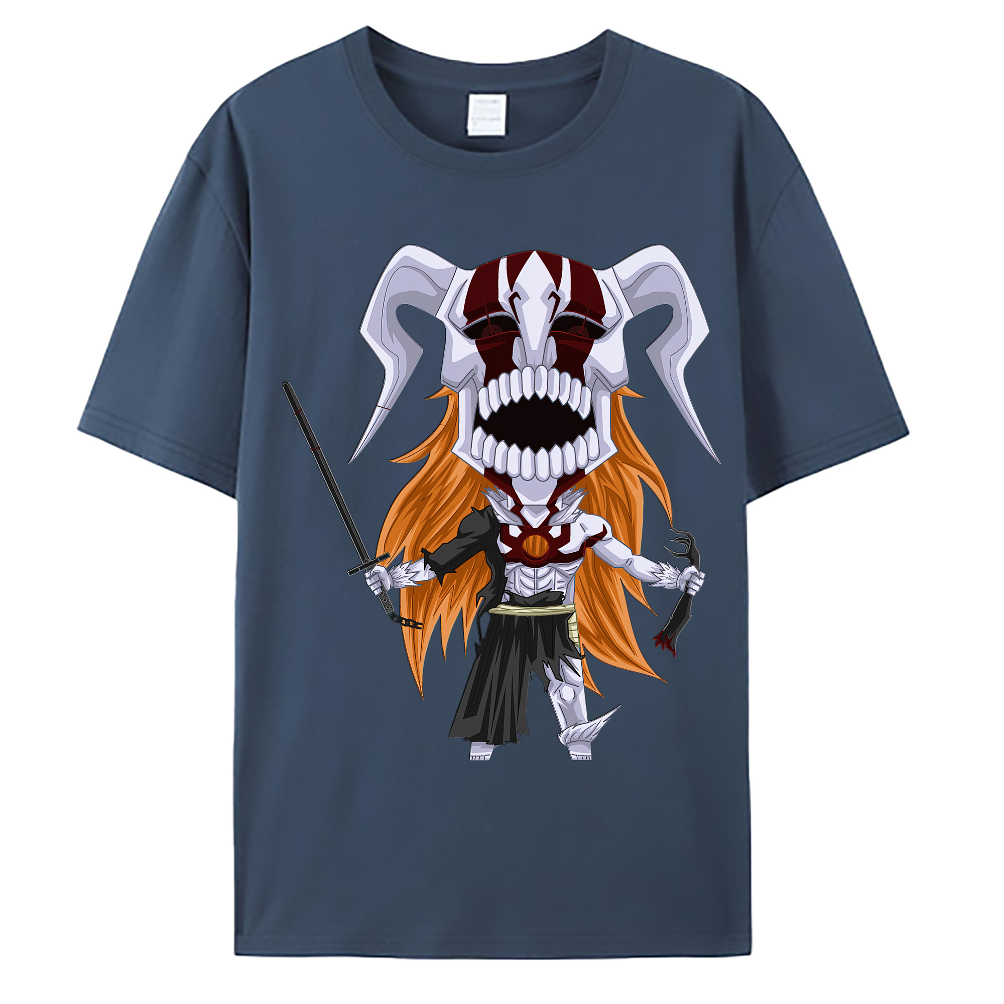 （画像用） ブリーチ 黒崎一護（くろさき いちご）BLEACH Kurosaki Ichigo 綿100％ メンズ半袖Tシャツ｜肌触りやわらか＆通気性