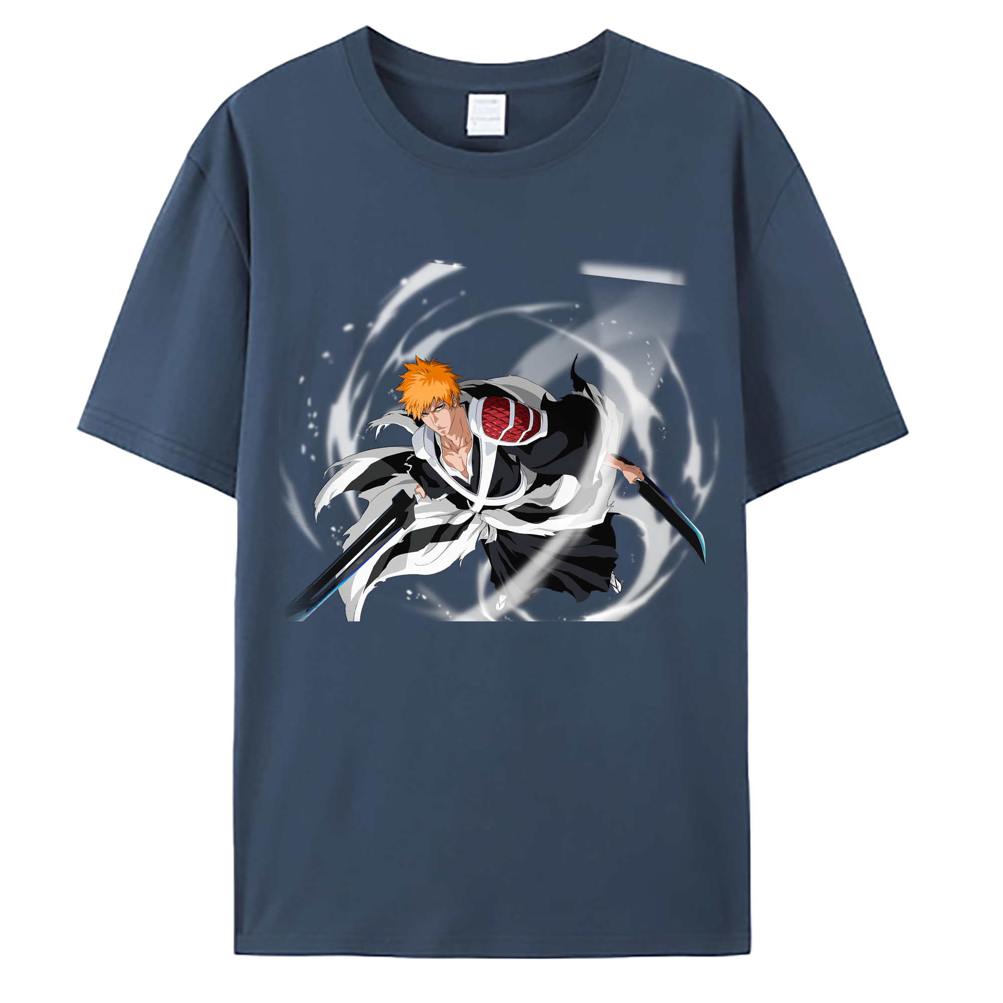 （画像用） ブリーチ 黒崎一護（くろさき いちご）BLEACH Kurosaki Ichigo 綿100％ メンズ半袖Tシャツ｜肌触りやわらか＆通気性