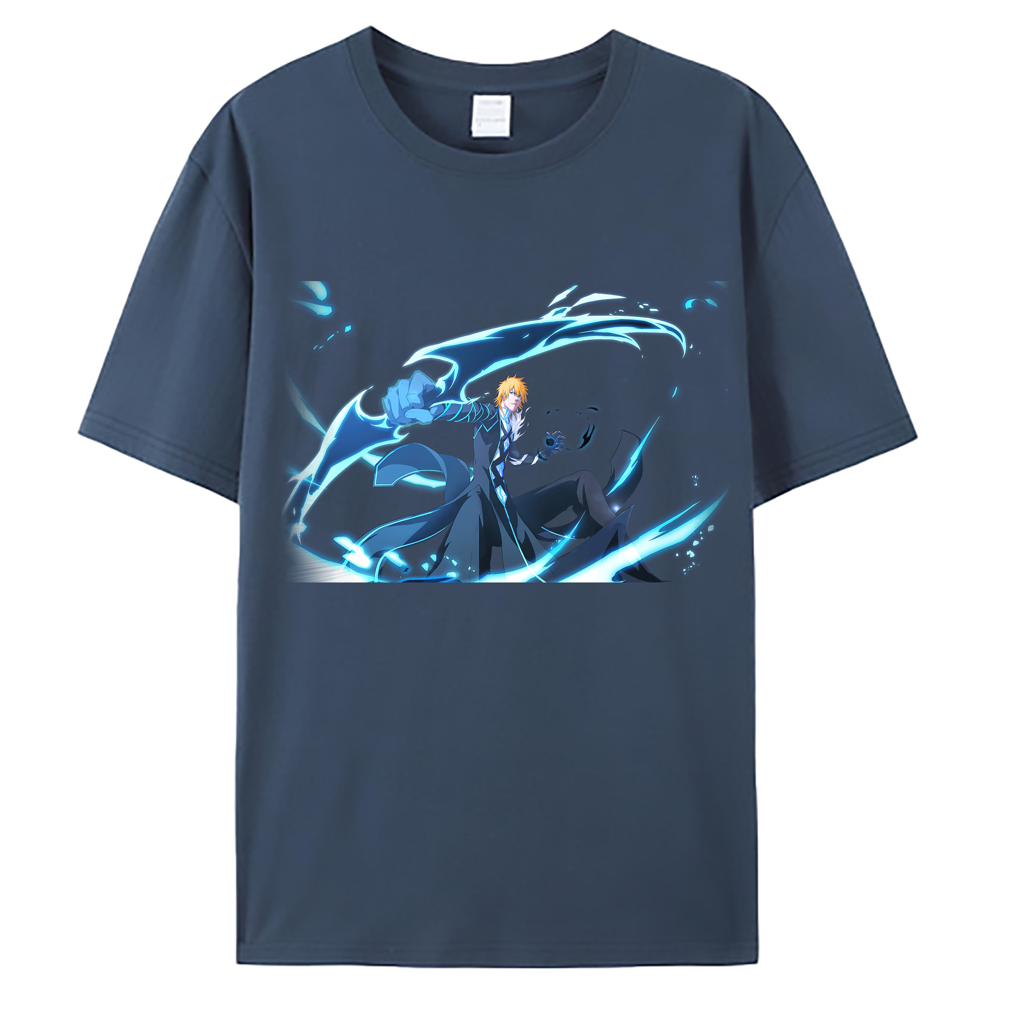 （画像用） ブリーチ 黒崎一護（くろさき いちご）BLEACH Kurosaki Ichigo 綿100％ メンズ半袖Tシャツ｜肌触りやわらか＆通気性