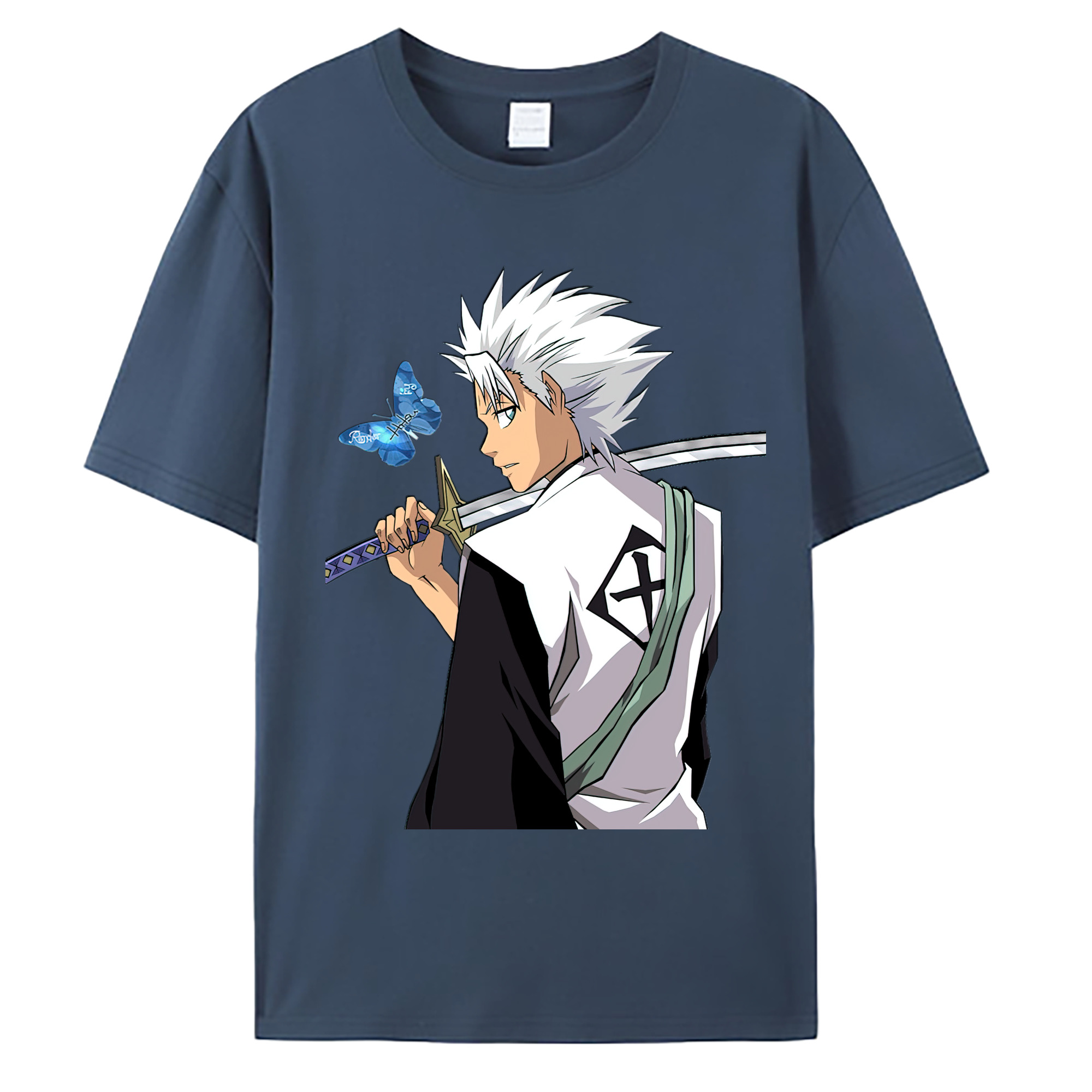 （画像用） ブリーチ 日番谷冬獅郎（ひつがや とうしろう） BLEACH Hitsugaya Toushirou 綿100％ メンズ半袖Tシャツ｜肌触りやわらか＆通気性