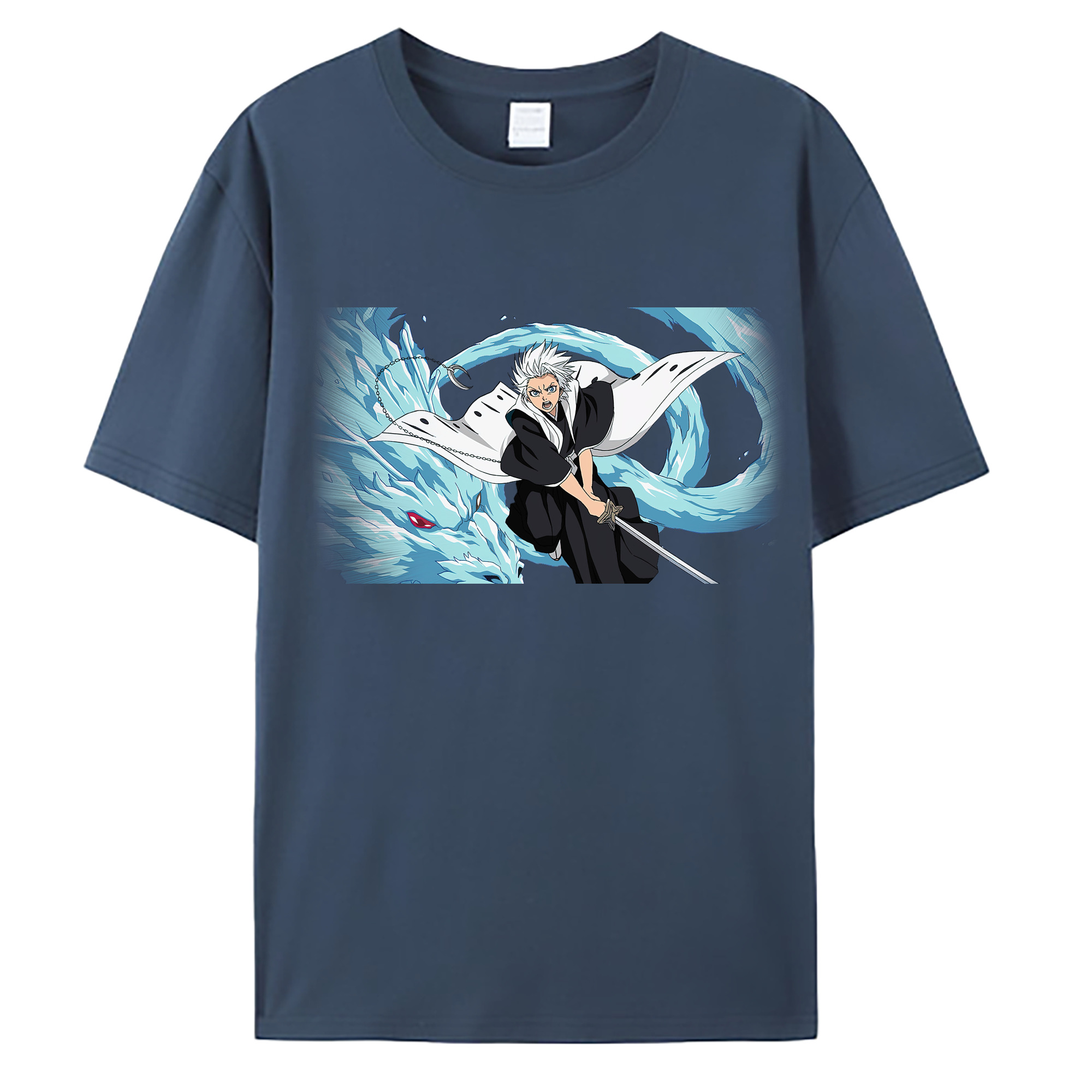 （画像用） ブリーチ 日番谷冬獅郎（ひつがや とうしろう） BLEACH Hitsugaya Toushirou 綿100％ メンズ半袖Tシャツ｜肌触りやわらか＆通気性