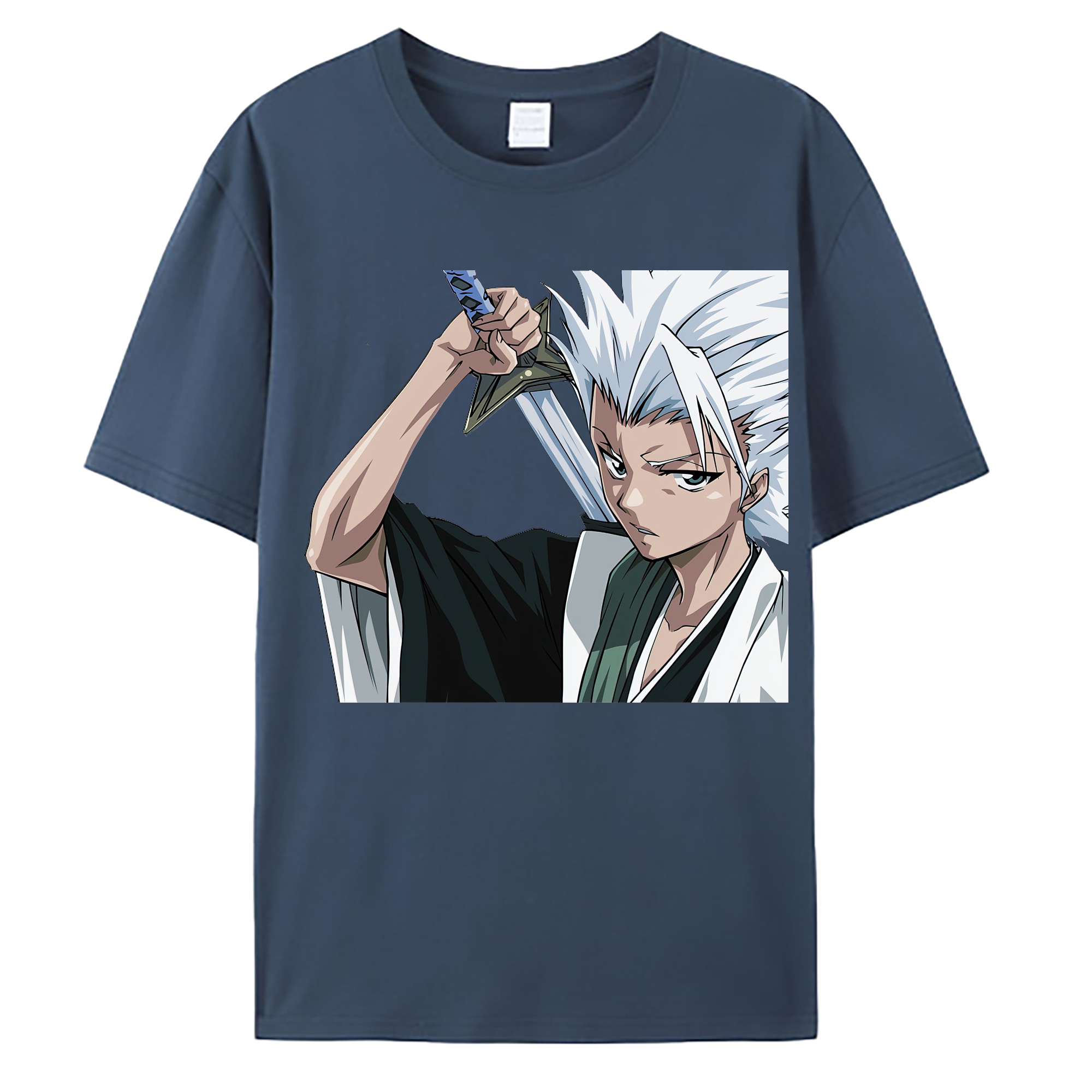（画像用） ブリーチ 日番谷冬獅郎（ひつがや とうしろう） BLEACH Hitsugaya Toushirou 綿100％ メンズ半袖Tシャツ｜肌触りやわらか＆通気性
