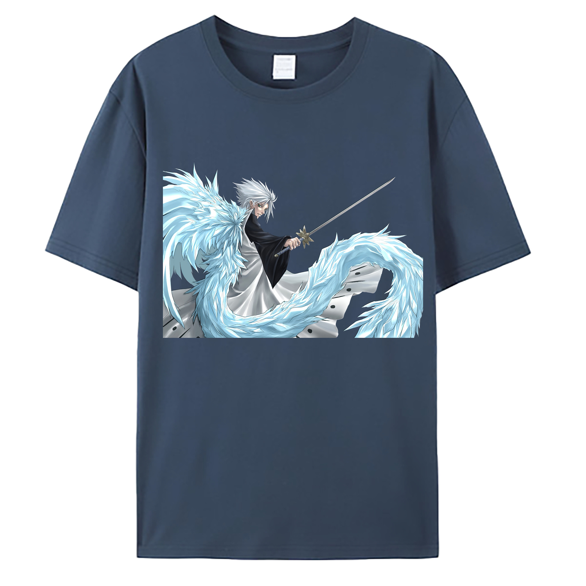 （画像用） ブリーチ 日番谷冬獅郎（ひつがや とうしろう） BLEACH Hitsugaya Toushirou 綿100％ メンズ半袖Tシャツ｜肌触りやわらか＆通気性