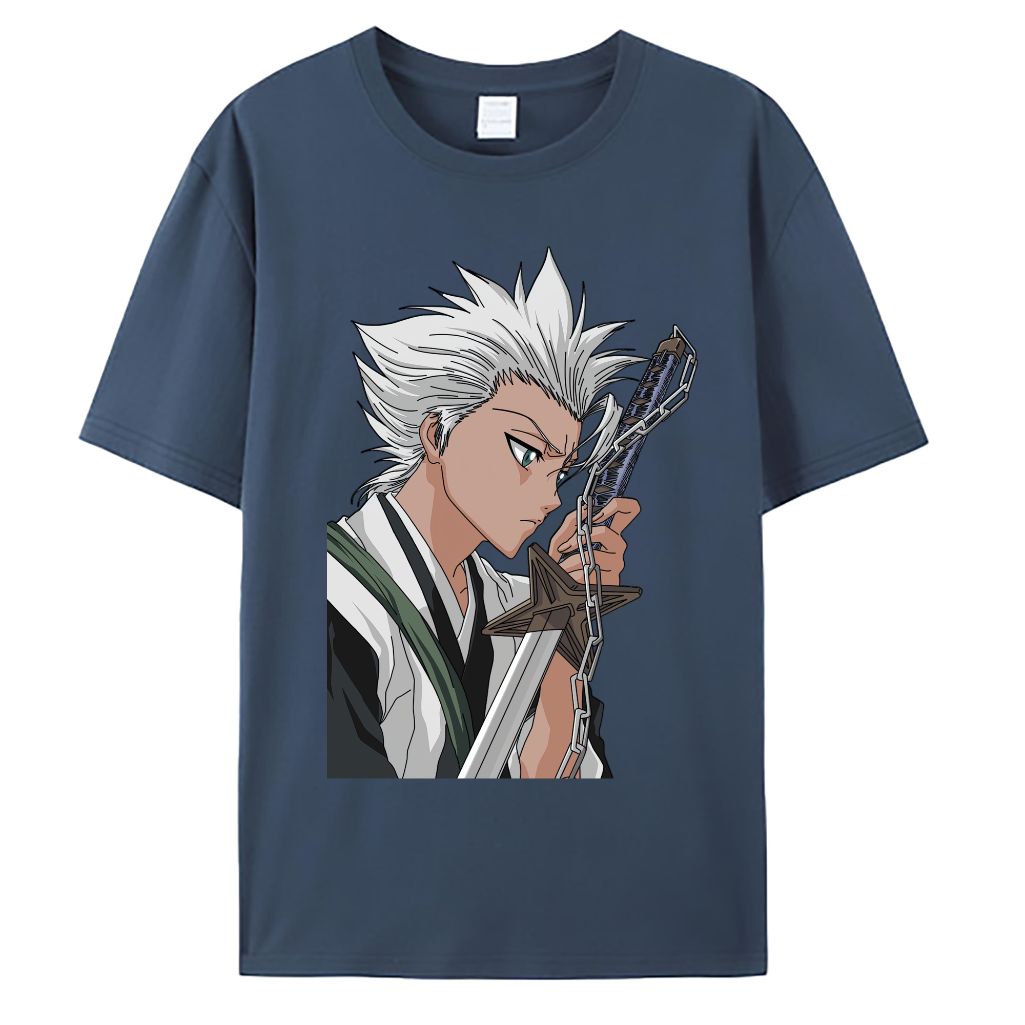 （画像用） ブリーチ 日番谷冬獅郎（ひつがや とうしろう） BLEACH Hitsugaya Toushirou 綿100％ メンズ半袖Tシャツ｜肌触りやわらか＆通気性
