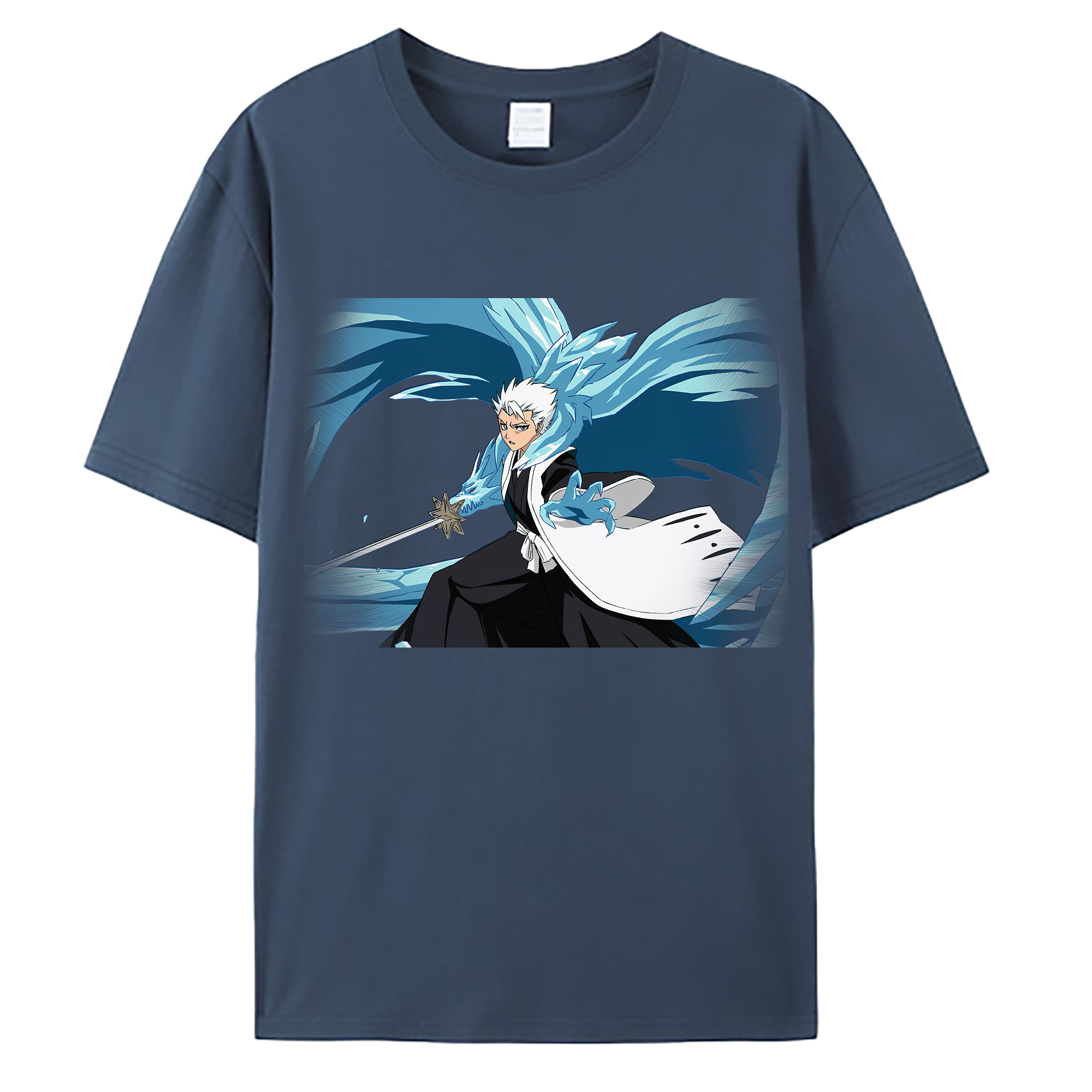 （画像用） ブリーチ 日番谷冬獅郎（ひつがや とうしろう） BLEACH Hitsugaya Toushirou 綿100％ メンズ半袖Tシャツ｜肌触りやわらか＆通気性