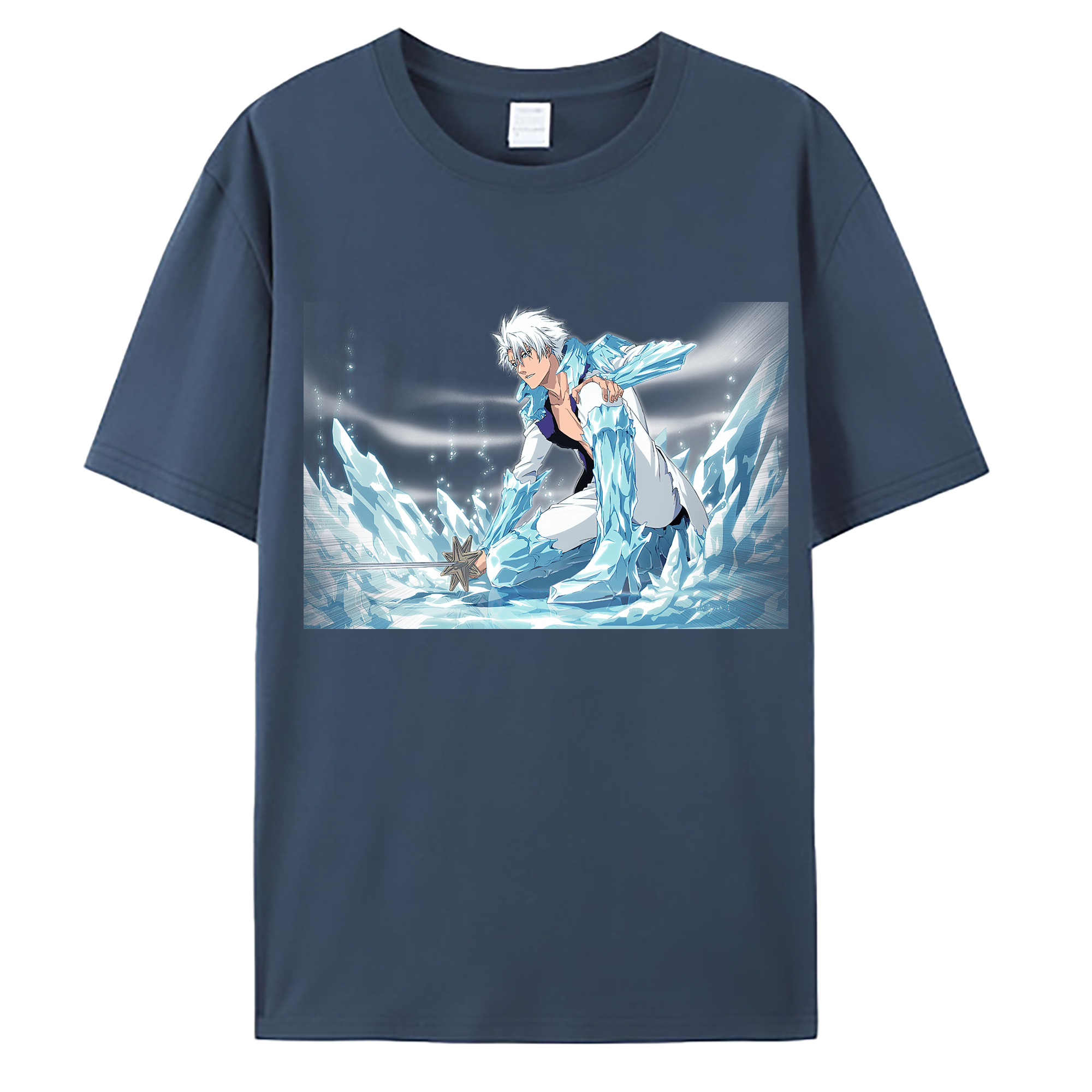 （画像用） ブリーチ 日番谷冬獅郎（ひつがや とうしろう） BLEACH Hitsugaya Toushirou 綿100％ メンズ半袖Tシャツ｜肌触りやわらか＆通気性