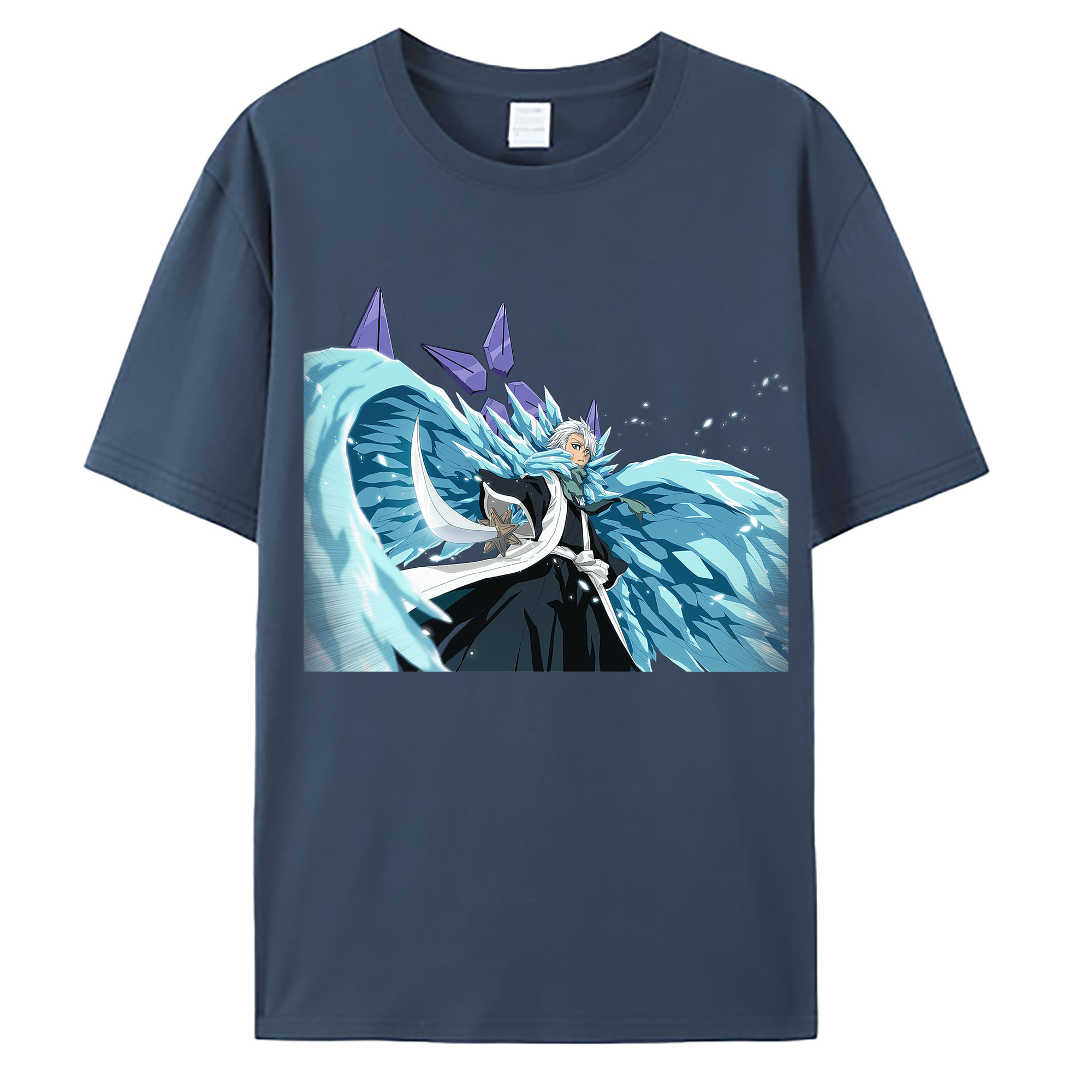 （画像用） ブリーチ 日番谷冬獅郎（ひつがや とうしろう） BLEACH Hitsugaya Toushirou 綿100％ メンズ半袖Tシャツ｜肌触りやわらか＆通気性