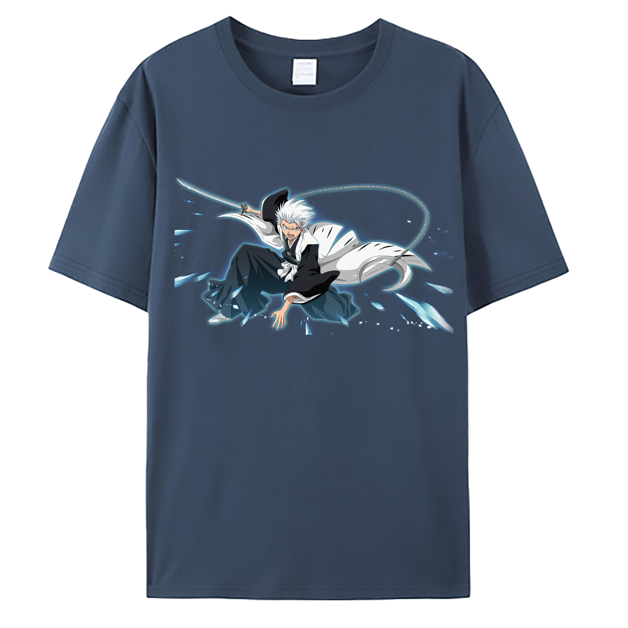 （画像用） ブリーチ 日番谷冬獅郎（ひつがや とうしろう） BLEACH Hitsugaya Toushirou 綿100％ メンズ半袖Tシャツ｜肌触りやわらか＆通気性