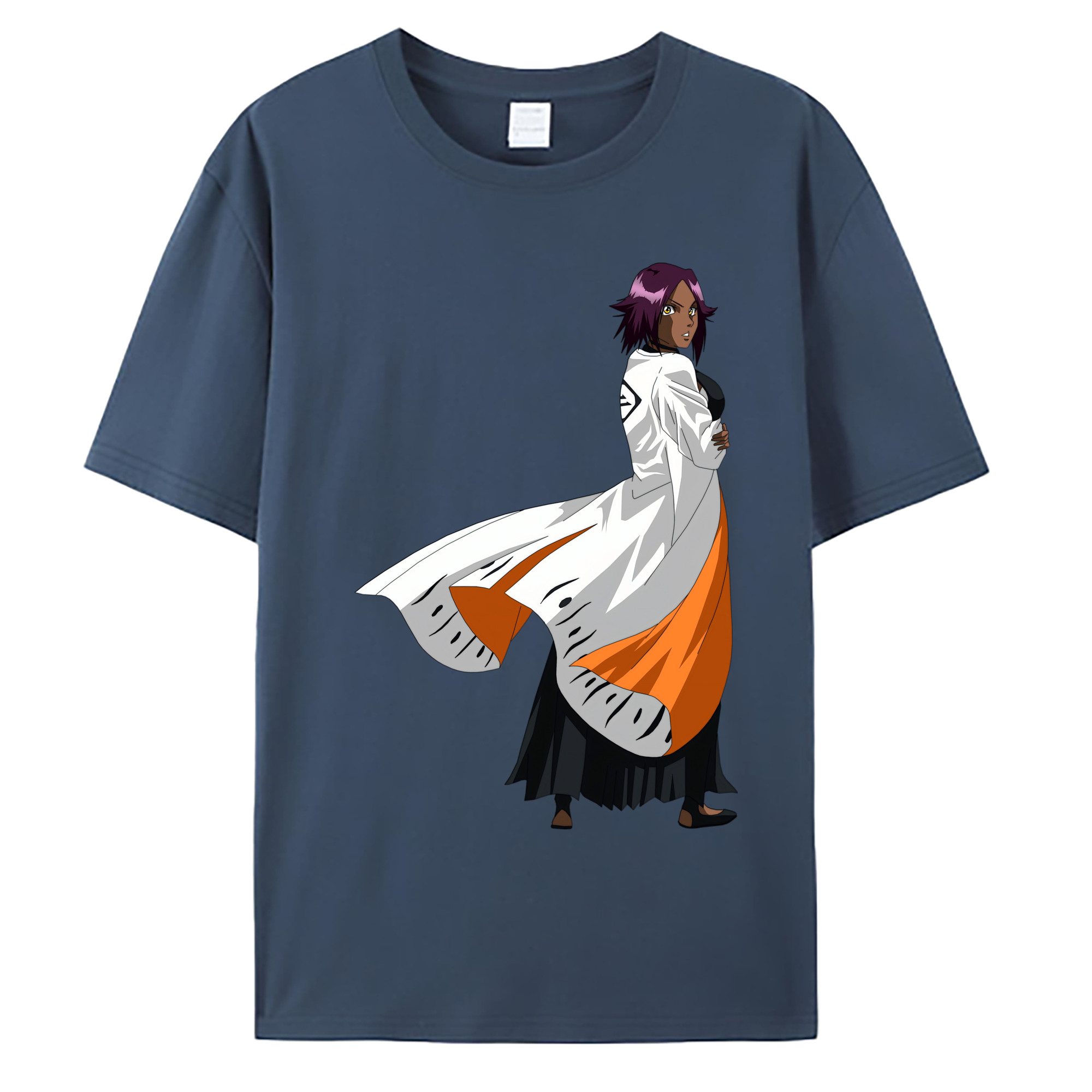 （画像用） ブリーチ 四楓院 夜一（しほういん よるいち） BLEACH Shihouin Yoruichi 綿100％ メンズ半袖Tシャツ｜肌触りやわらか＆通気性