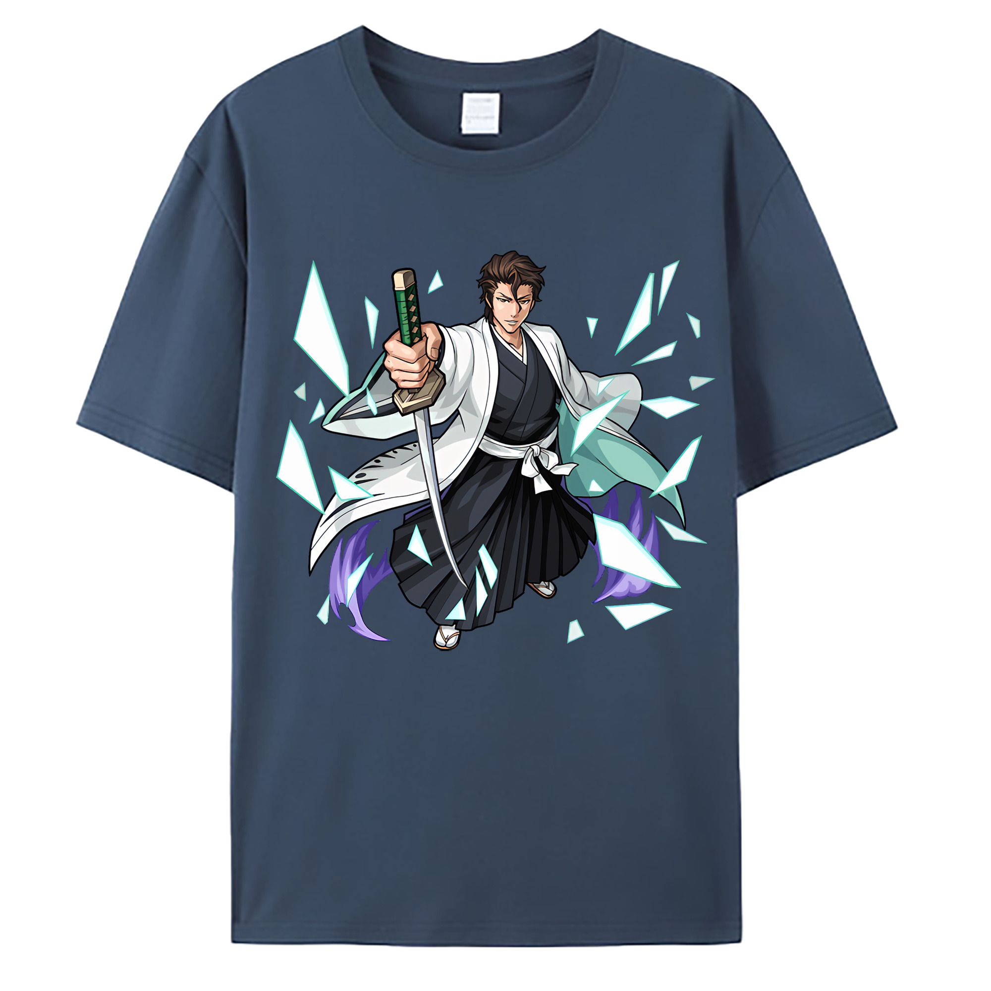 （画像用） ブリーチ 藍染 惣右介（あいぜん そうすけ） BLEACH Aizen Sousuke 綿100％ メンズ半袖Tシャツ｜肌触りやわらか＆通気性