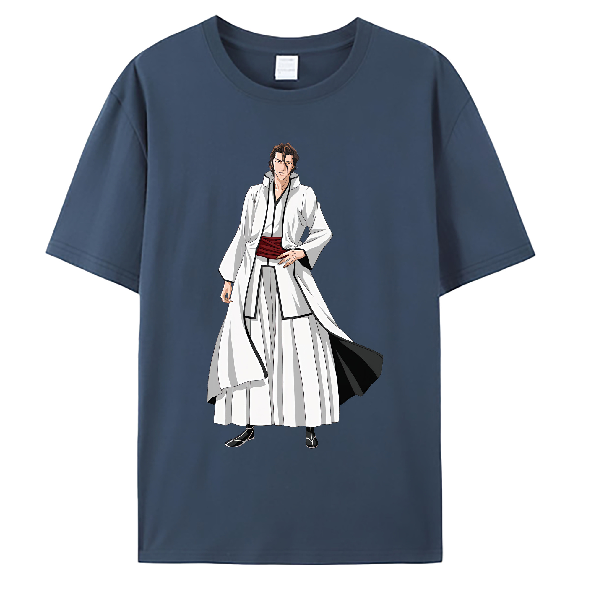 （画像用） ブリーチ 藍染 惣右介（あいぜん そうすけ） BLEACH Aizen Sousuke 綿100％ メンズ半袖Tシャツ｜肌触りやわらか＆通気性