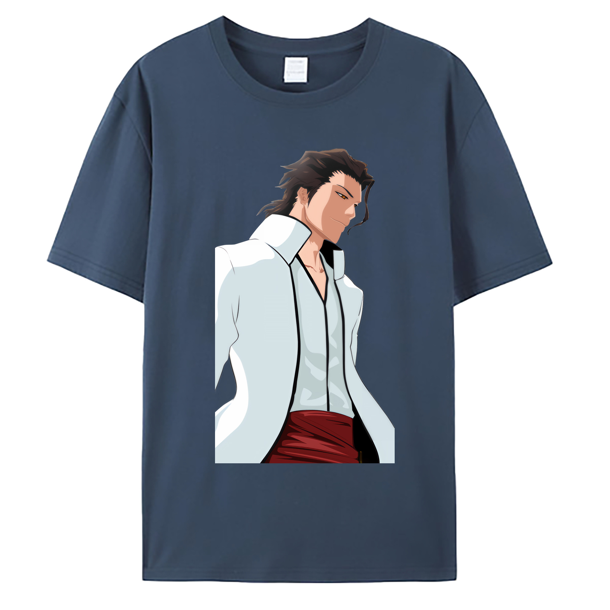 （画像用） ブリーチ 藍染 惣右介（あいぜん そうすけ） BLEACH Aizen Sousuke 綿100％ メンズ半袖Tシャツ｜肌触りやわらか＆通気性