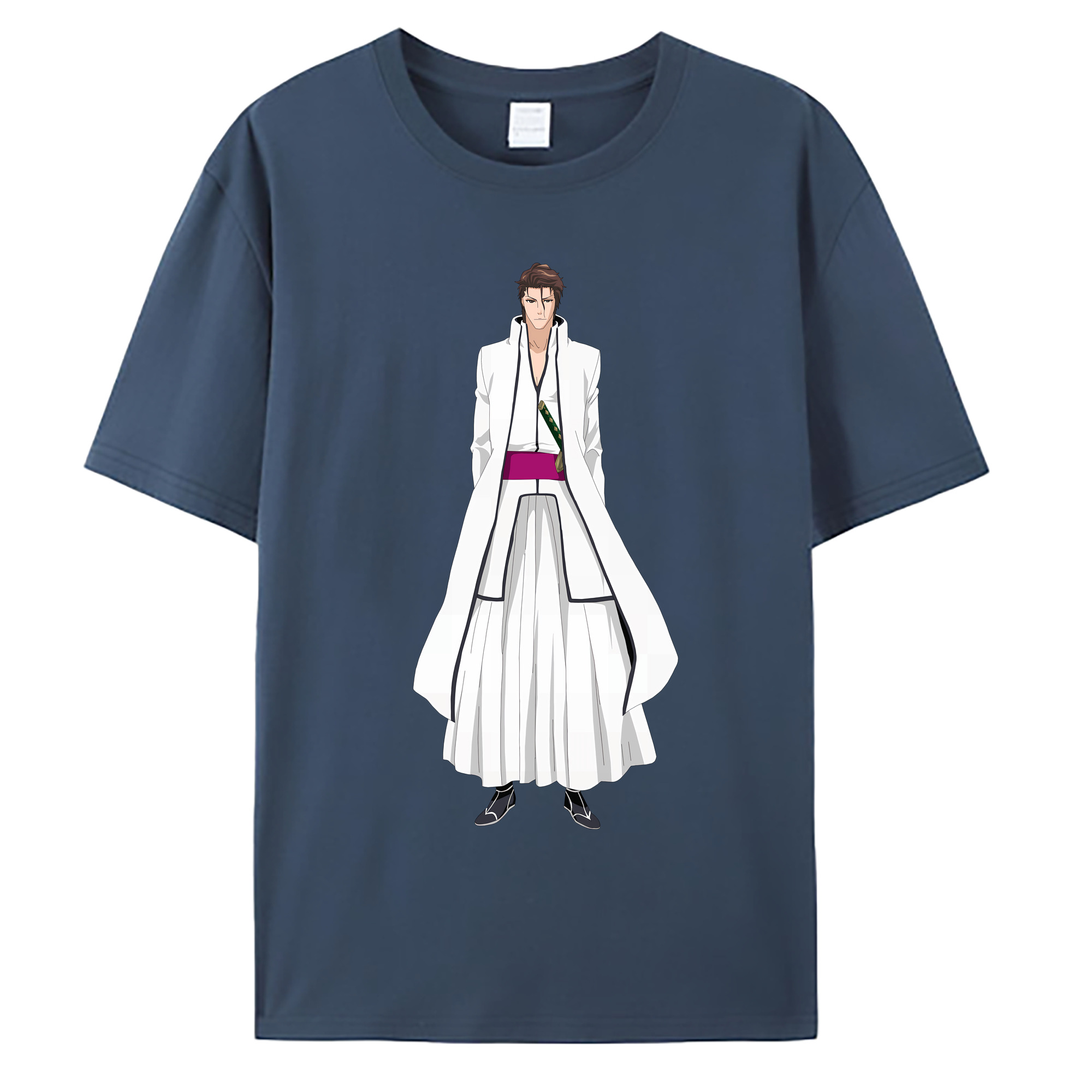 （画像用） ブリーチ 藍染 惣右介（あいぜん そうすけ） BLEACH Aizen Sousuke 綿100％ メンズ半袖Tシャツ｜肌触りやわらか＆通気性