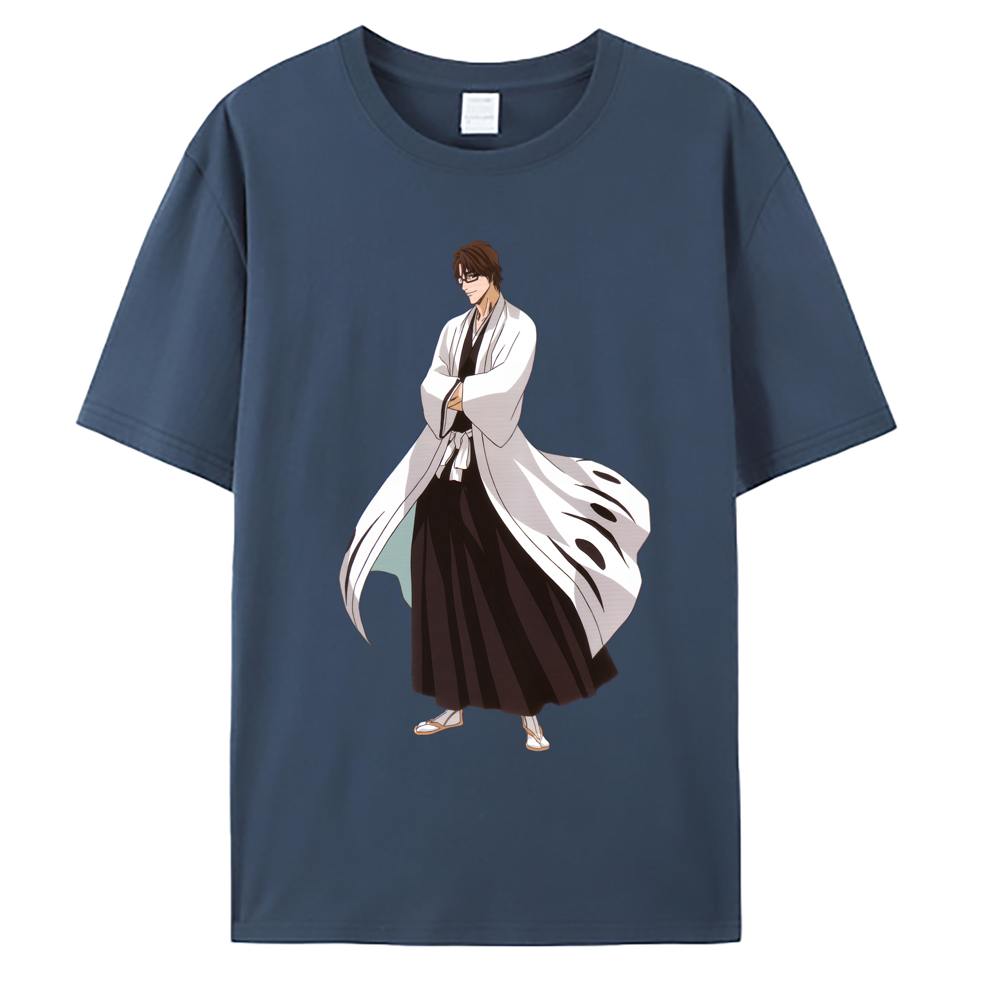 （画像用） ブリーチ 藍染 惣右介（あいぜん そうすけ） BLEACH Aizen Sousuke 綿100％ メンズ半袖Tシャツ｜肌触りやわらか＆通気性