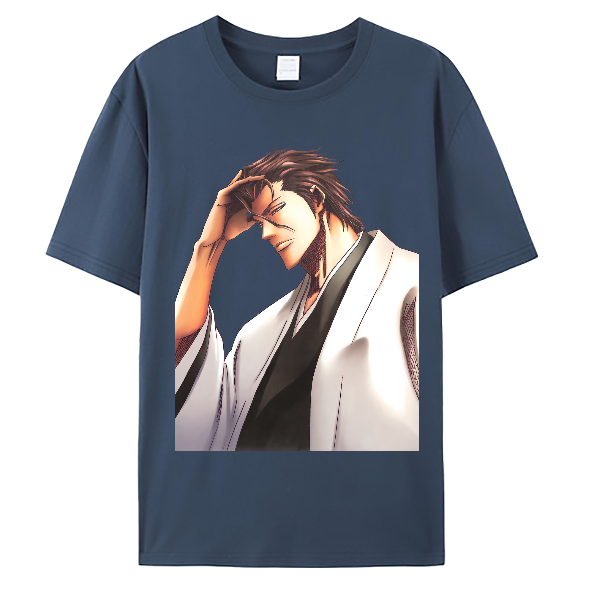 （画像用） ブリーチ 藍染 惣右介（あいぜん そうすけ） BLEACH Aizen Sousuke 綿100％ メンズ半袖Tシャツ｜肌触りやわらか＆通気性