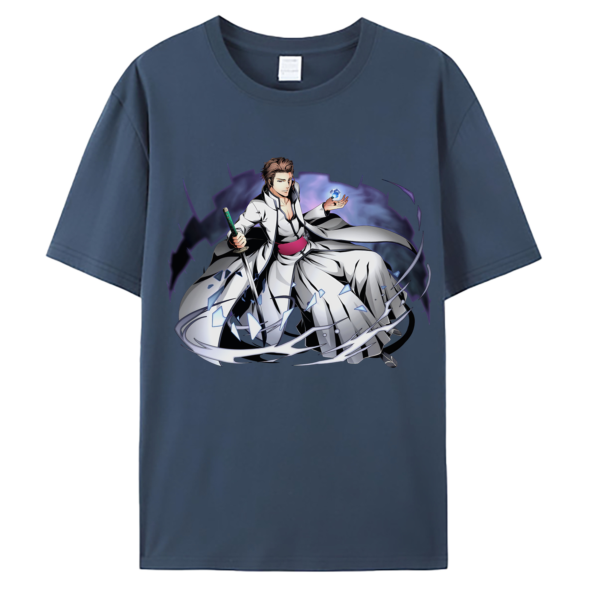 （画像用） ブリーチ 藍染 惣右介（あいぜん そうすけ） BLEACH Aizen Sousuke 綿100％ メンズ半袖Tシャツ｜肌触りやわらか＆通気性