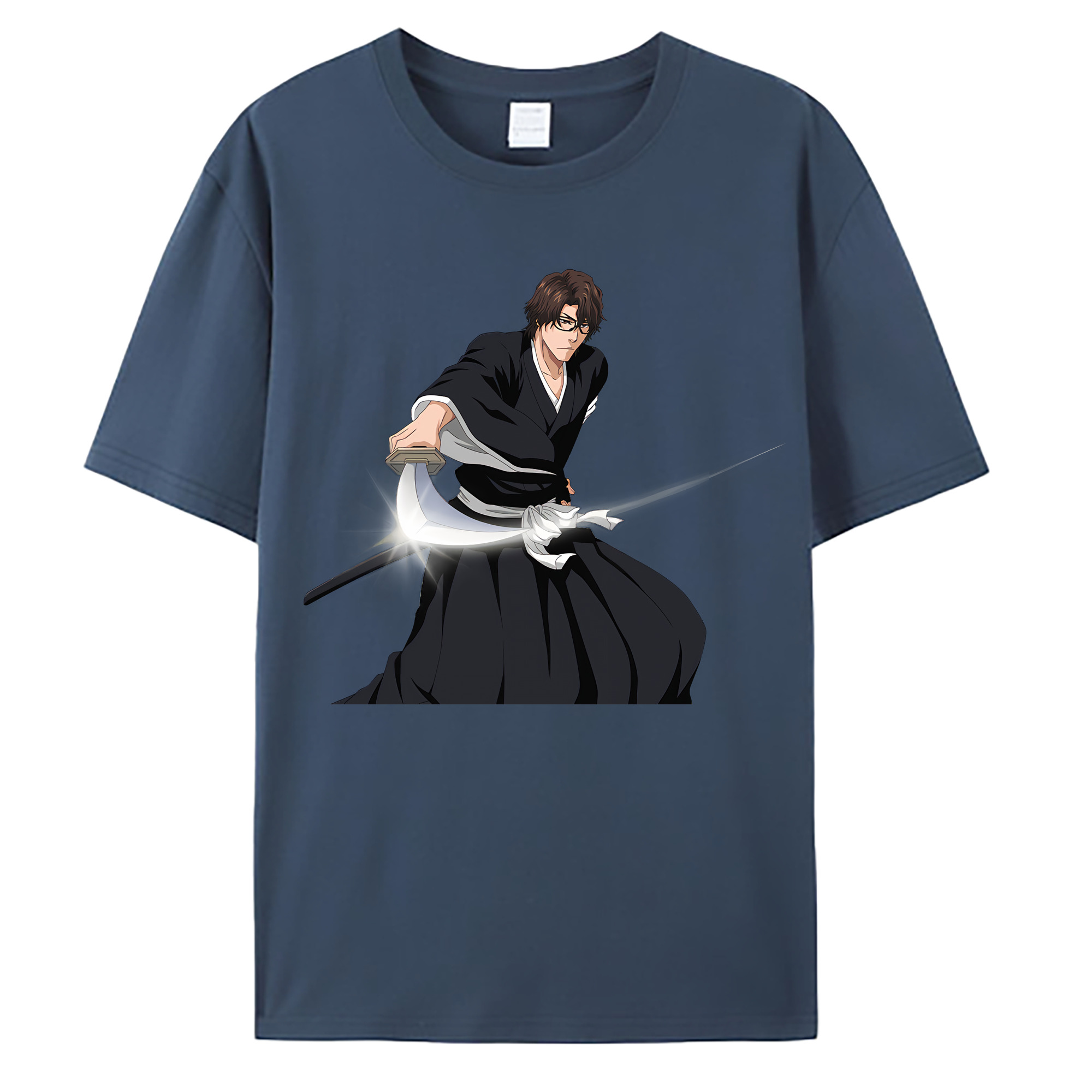 （画像用） ブリーチ 藍染 惣右介（あいぜん そうすけ） BLEACH Aizen Sousuke 綿100％ メンズ半袖Tシャツ｜肌触りやわらか＆通気性