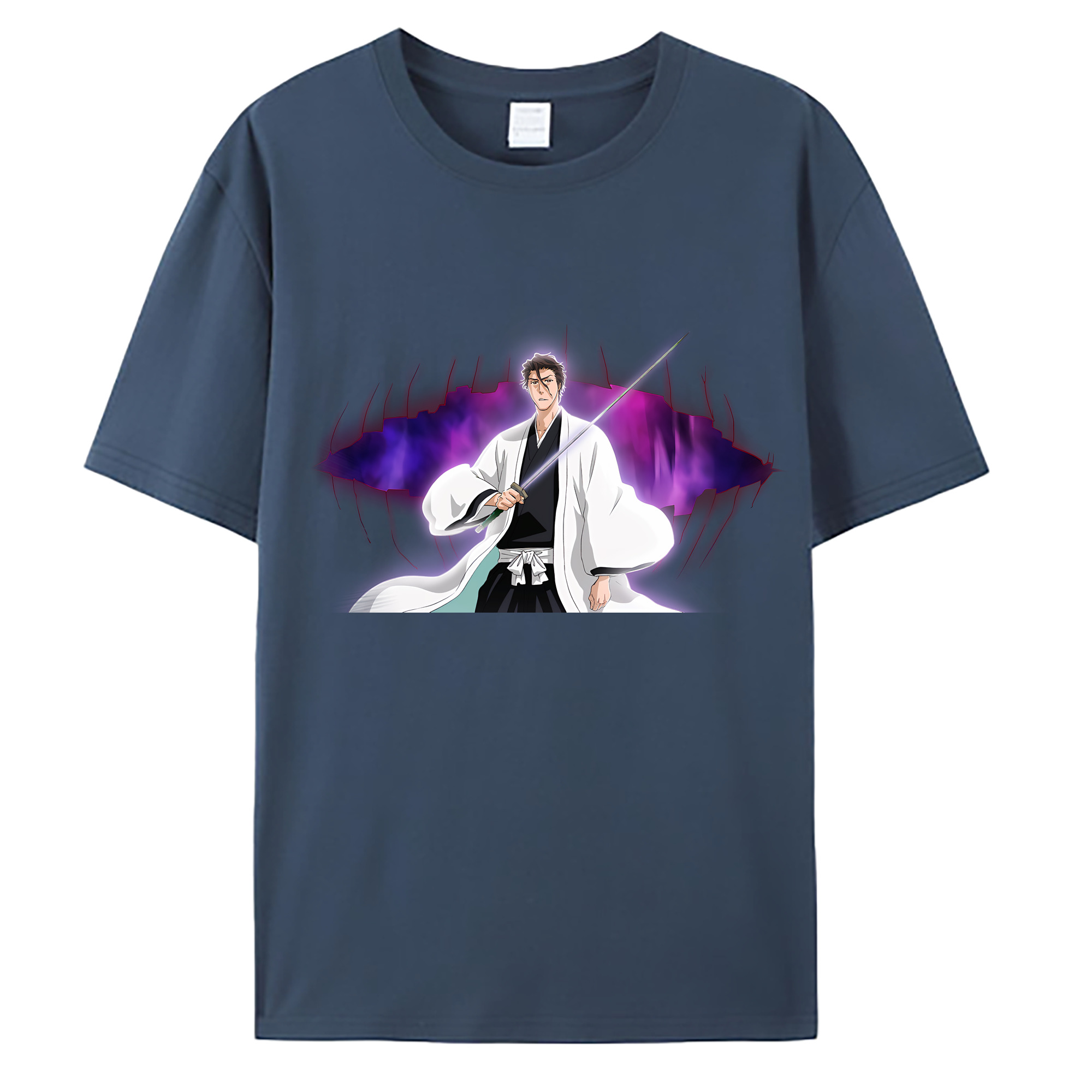 （画像用） ブリーチ 藍染 惣右介（あいぜん そうすけ） BLEACH Aizen Sousuke 綿100％ メンズ半袖Tシャツ｜肌触りやわらか＆通気性