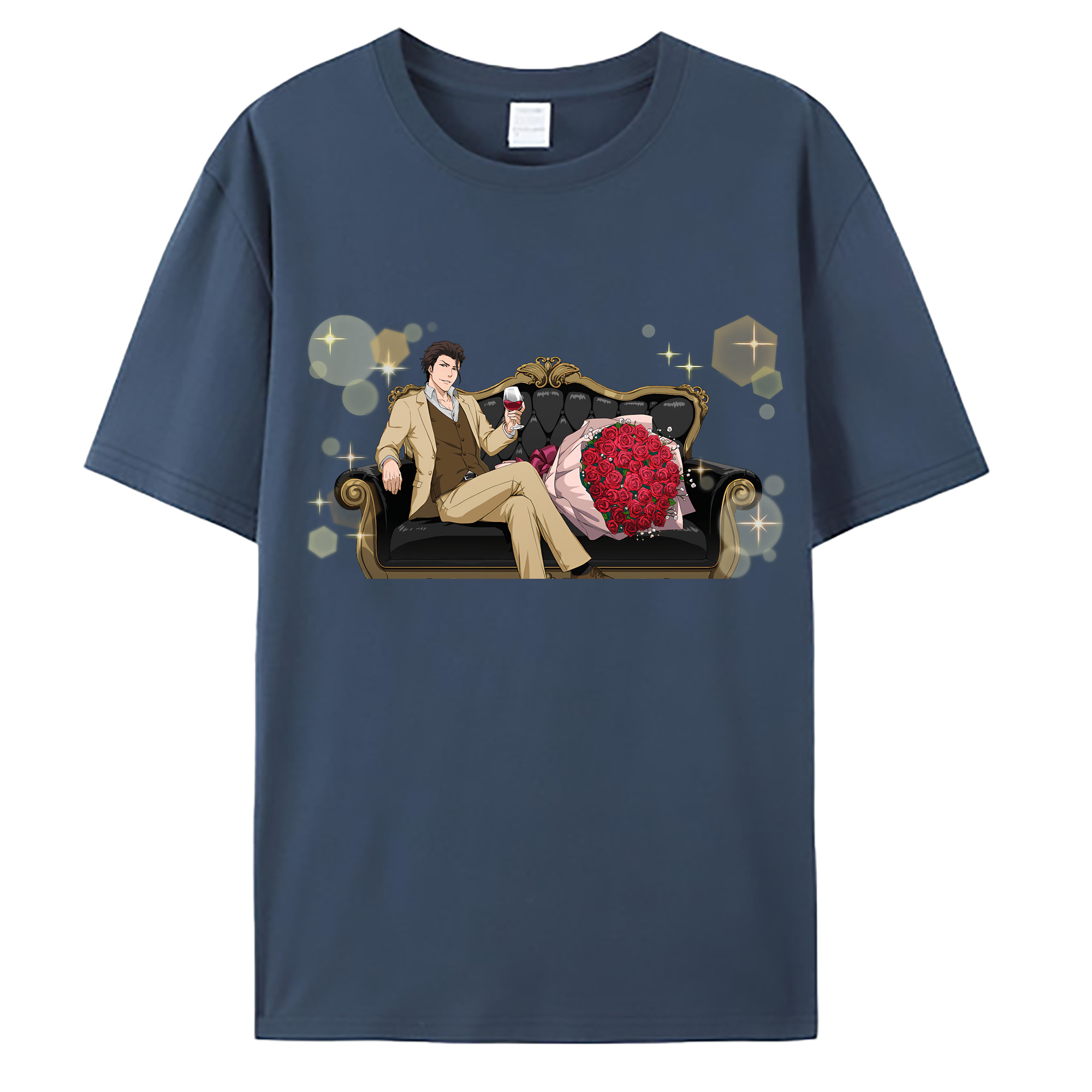 （画像用） ブリーチ 藍染 惣右介（あいぜん そうすけ） BLEACH Aizen Sousuke 綿100％ メンズ半袖Tシャツ｜肌触りやわらか＆通気性