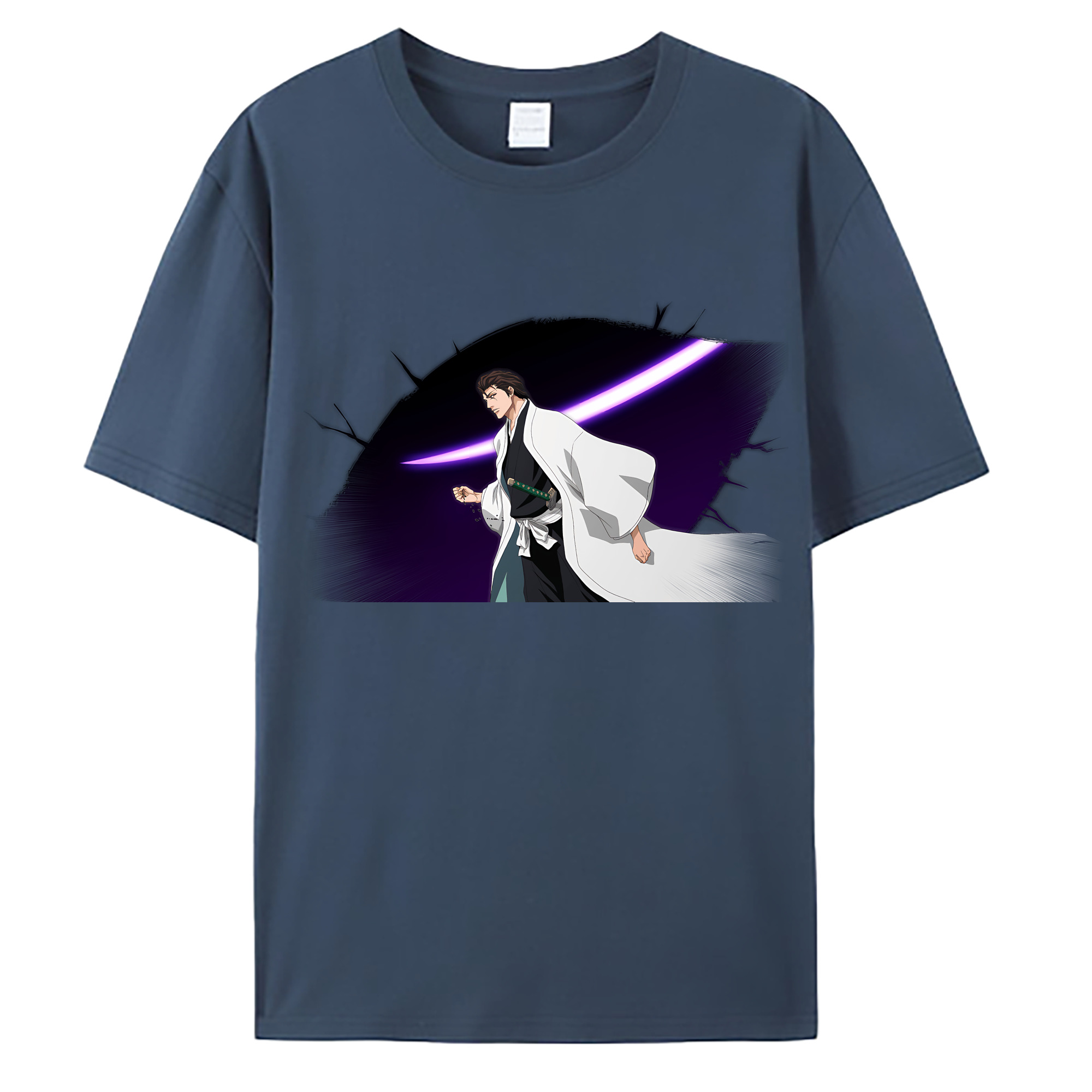 （画像用） ブリーチ 藍染 惣右介（あいぜん そうすけ） BLEACH Aizen Sousuke 綿100％ メンズ半袖Tシャツ｜肌触りやわらか＆通気性