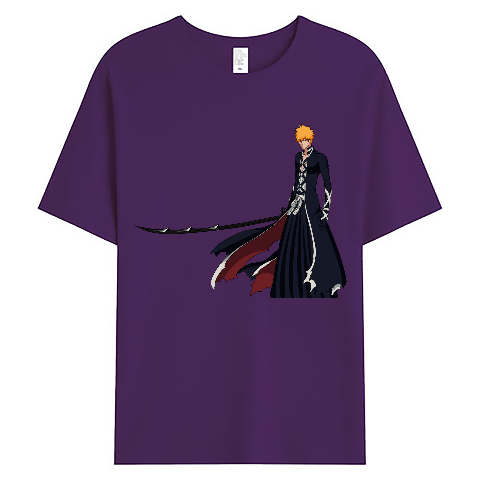 （画像用） ブリーチ 黒崎一護（くろさき いちご）BLEACH Kurosaki Ichigo 綿100％ メンズ半袖Tシャツ｜肌触りやわらか＆通気性