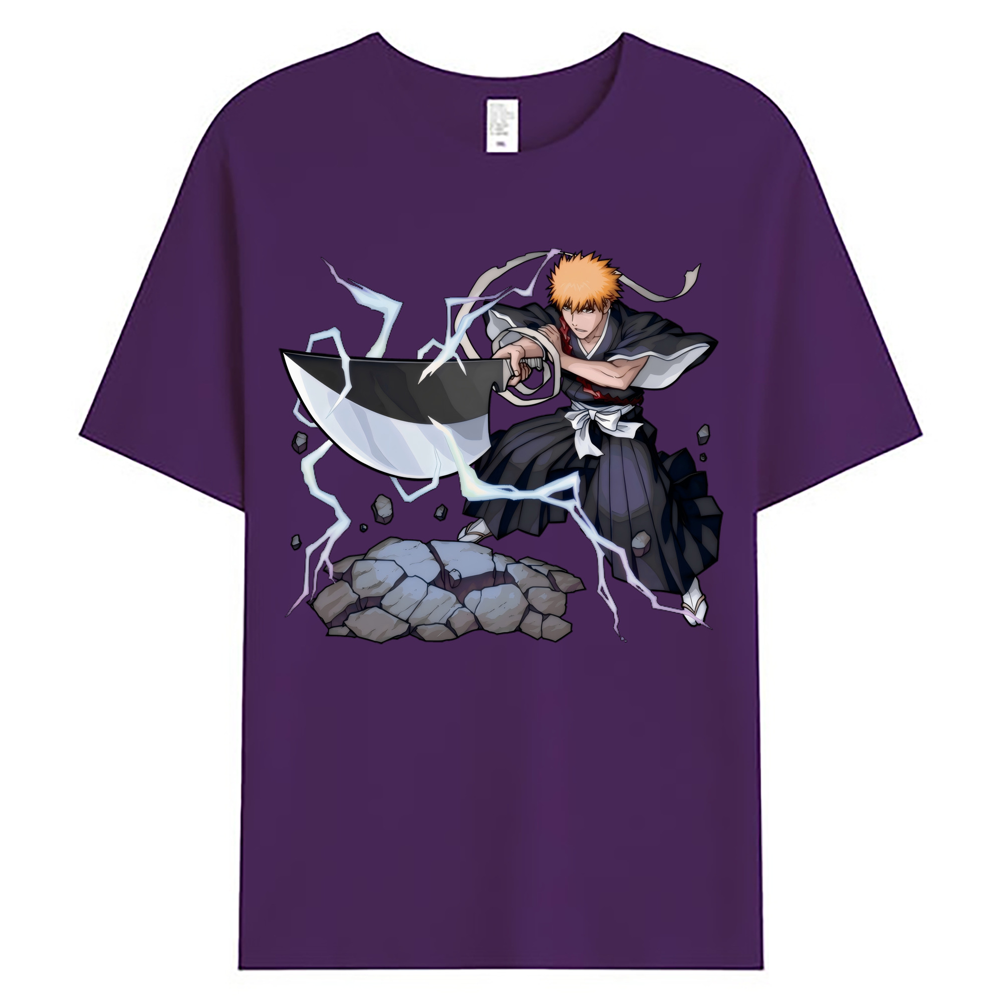 （画像用） ブリーチ 黒崎一護（くろさき いちご）BLEACH Kurosaki Ichigo 綿100％ メンズ半袖Tシャツ｜肌触りやわらか＆通気性