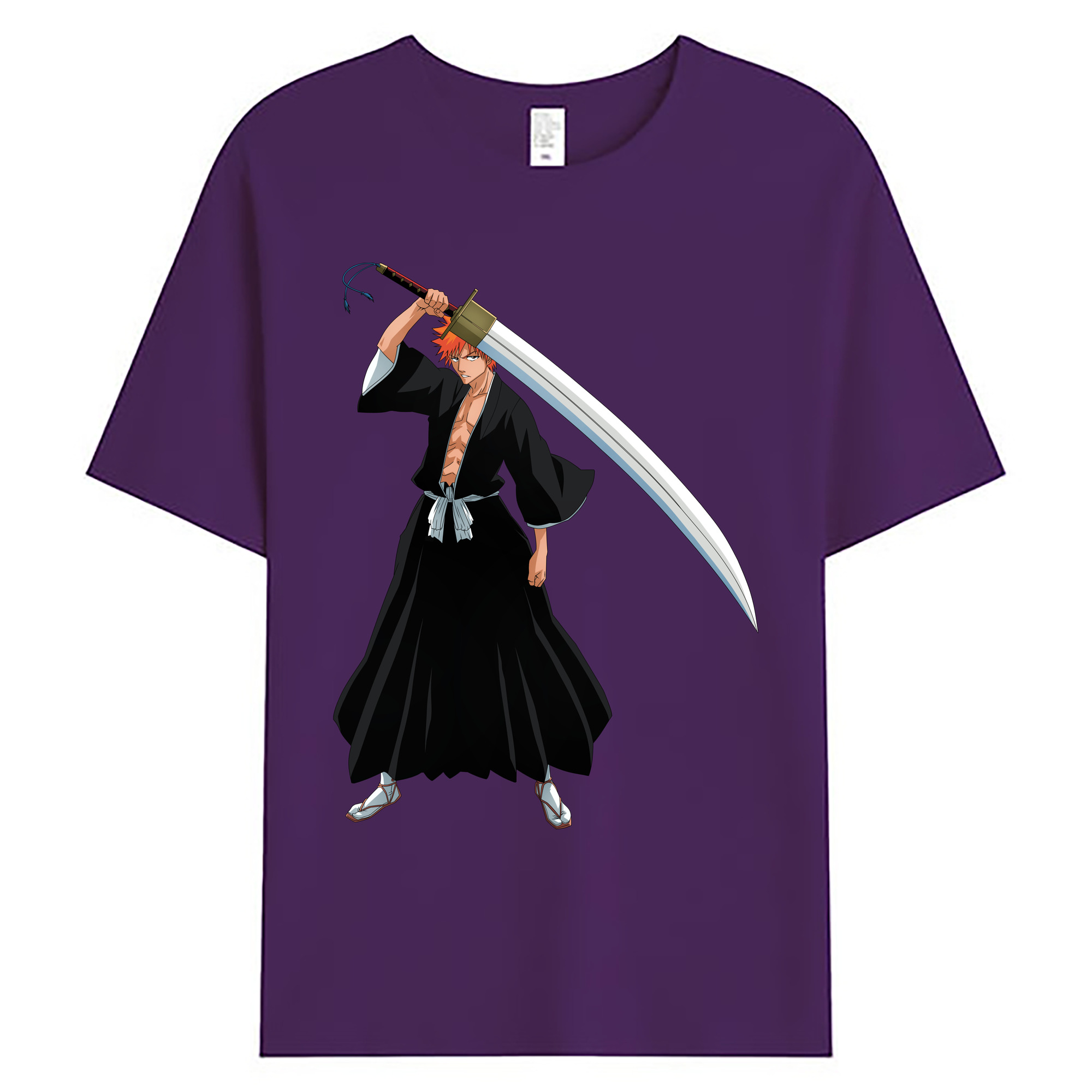 （画像用） ブリーチ 黒崎一護（くろさき いちご）BLEACH Kurosaki Ichigo 綿100％ メンズ半袖Tシャツ｜肌触りやわらか＆通気性