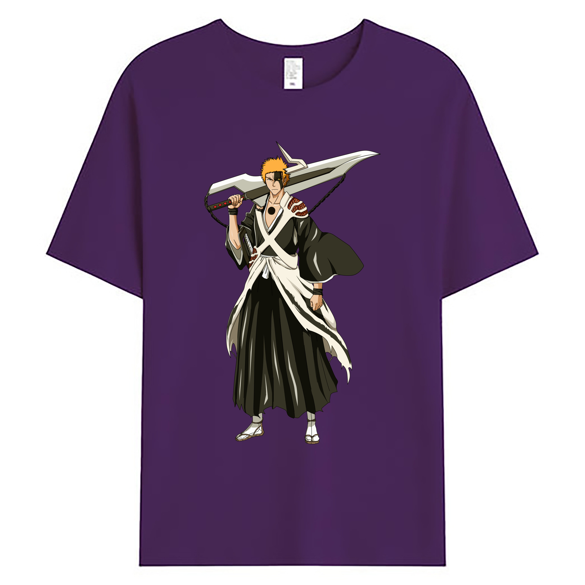 （画像用） ブリーチ 黒崎一護（くろさき いちご）BLEACH Kurosaki Ichigo 綿100％ メンズ半袖Tシャツ｜肌触りやわらか＆通気性