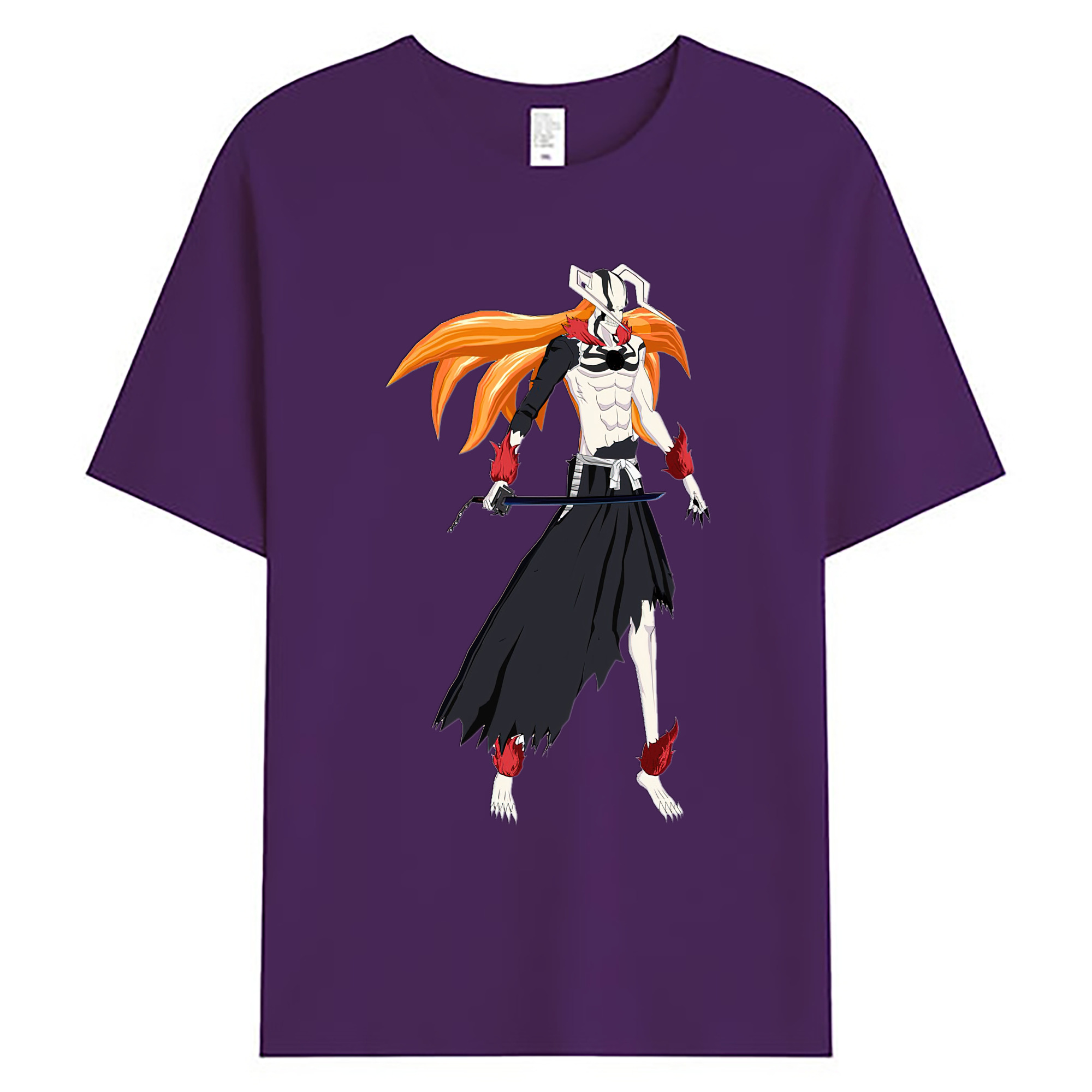 （画像用） ブリーチ 黒崎一護（くろさき いちご）BLEACH Kurosaki Ichigo 綿100％ メンズ半袖Tシャツ｜肌触りやわらか＆通気性