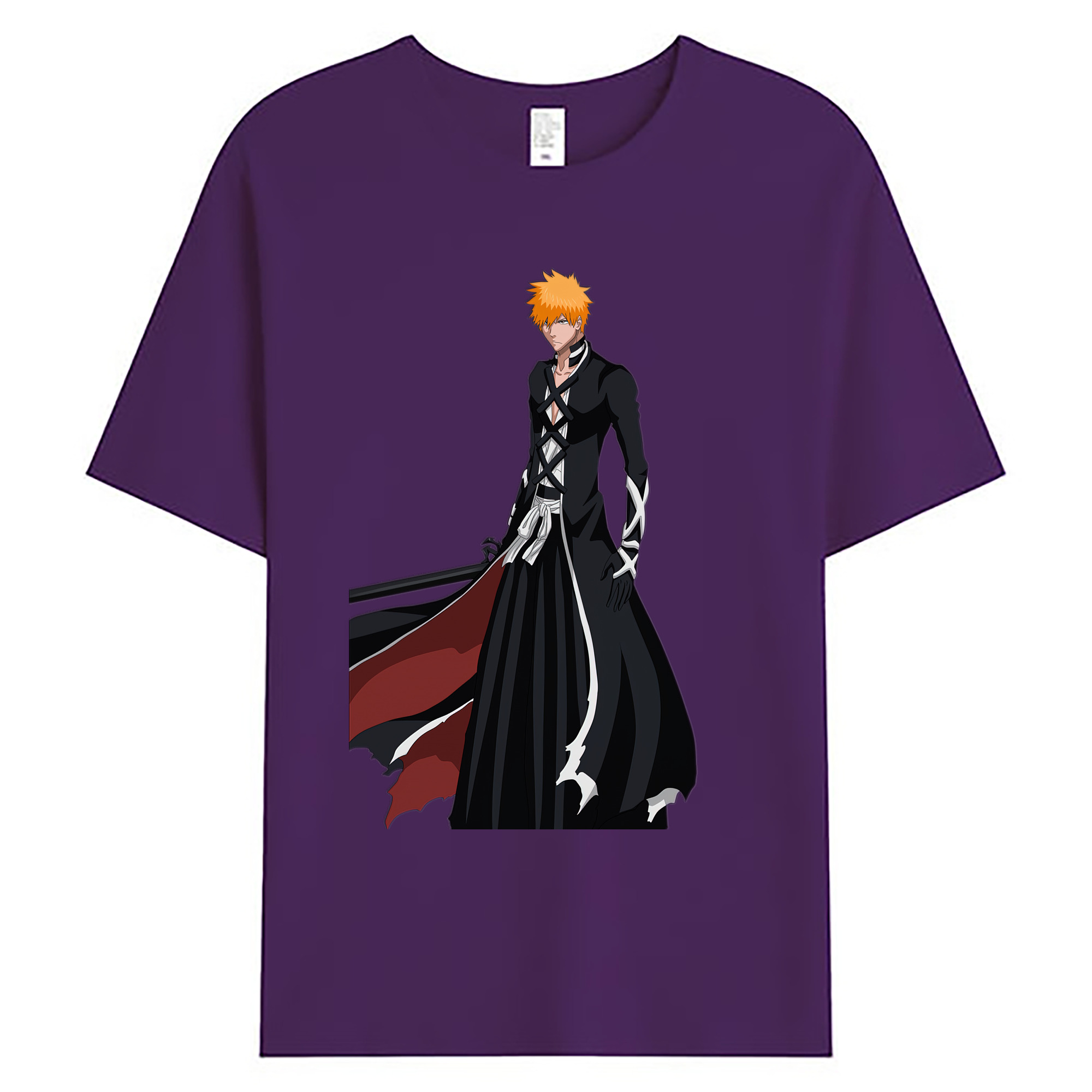 （画像用） ブリーチ 黒崎一護（くろさき いちご）BLEACH Kurosaki Ichigo 綿100％ メンズ半袖Tシャツ｜肌触りやわらか＆通気性