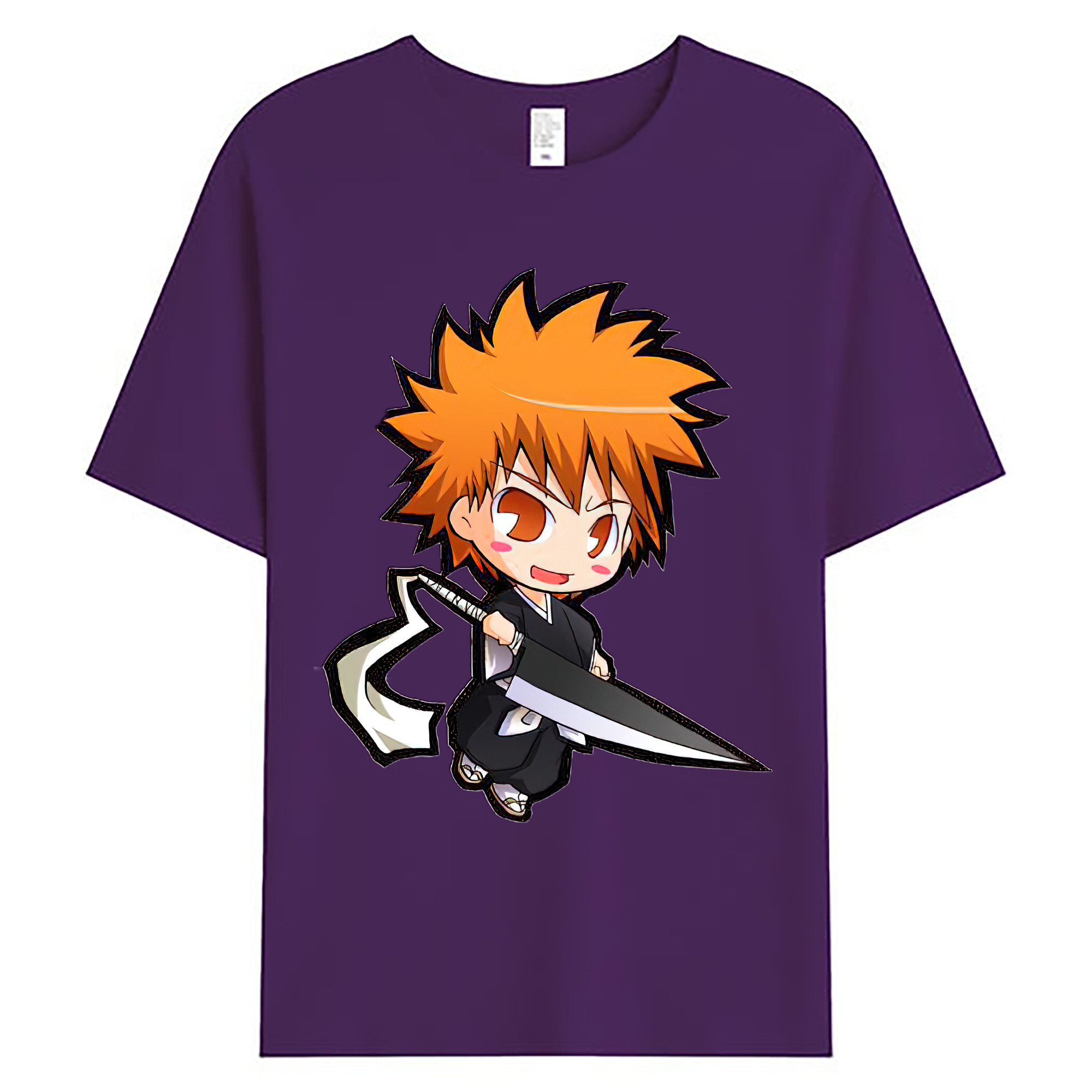 （画像用） ブリーチ 黒崎一護（くろさき いちご）BLEACH Kurosaki Ichigo 綿100％ メンズ半袖Tシャツ｜肌触りやわらか＆通気性