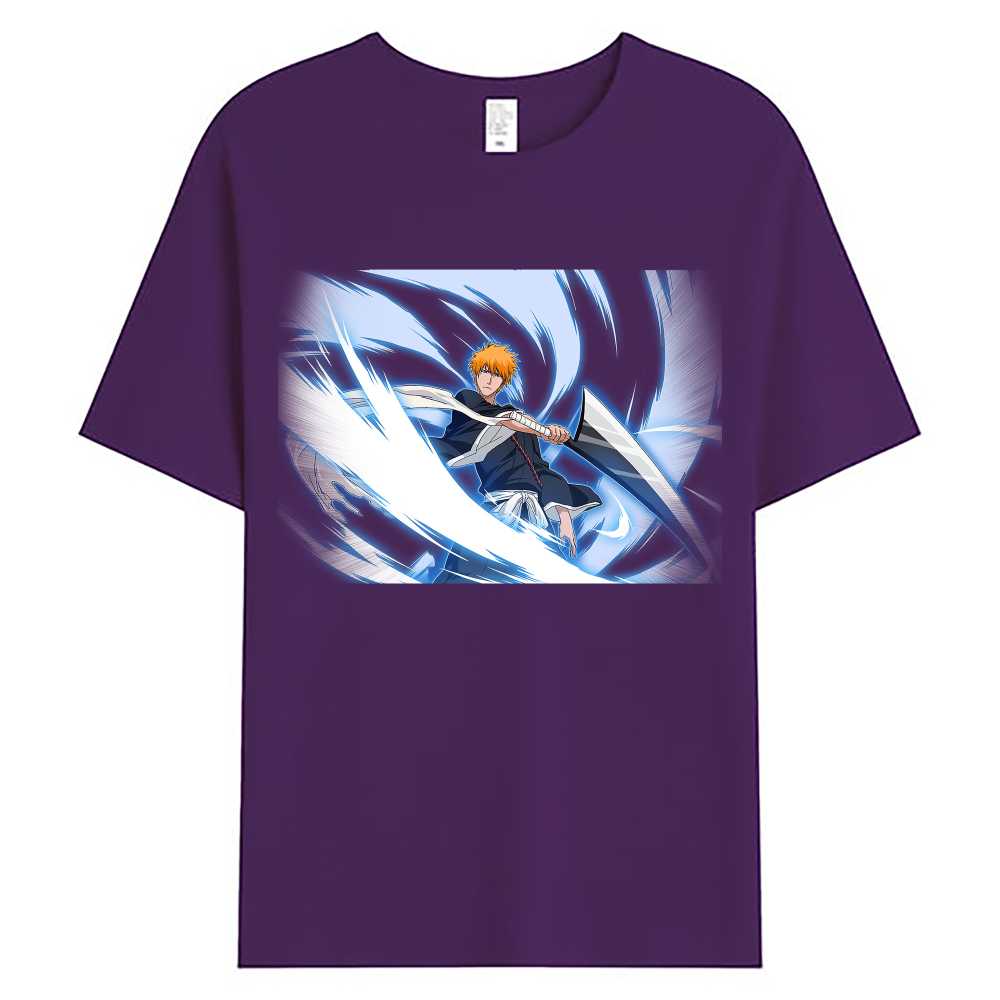 （画像用） ブリーチ 黒崎一護（くろさき いちご）BLEACH Kurosaki Ichigo 綿100％ メンズ半袖Tシャツ｜肌触りやわらか＆通気性