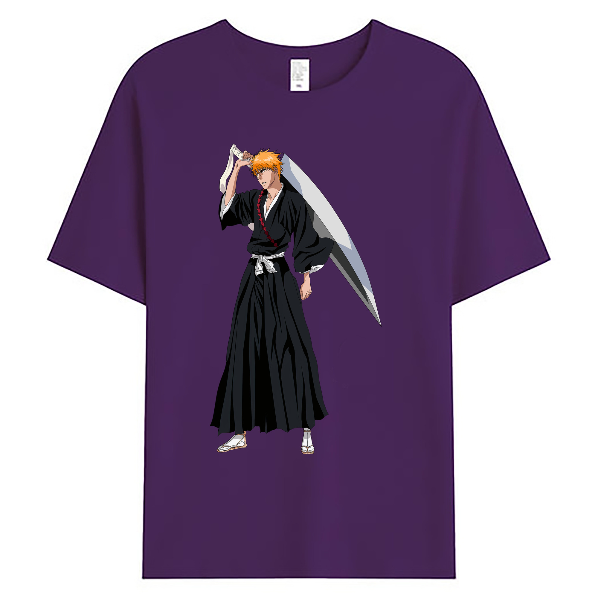 （画像用） ブリーチ 黒崎一護（くろさき いちご）BLEACH Kurosaki Ichigo 綿100％ メンズ半袖Tシャツ｜肌触りやわらか＆通気性