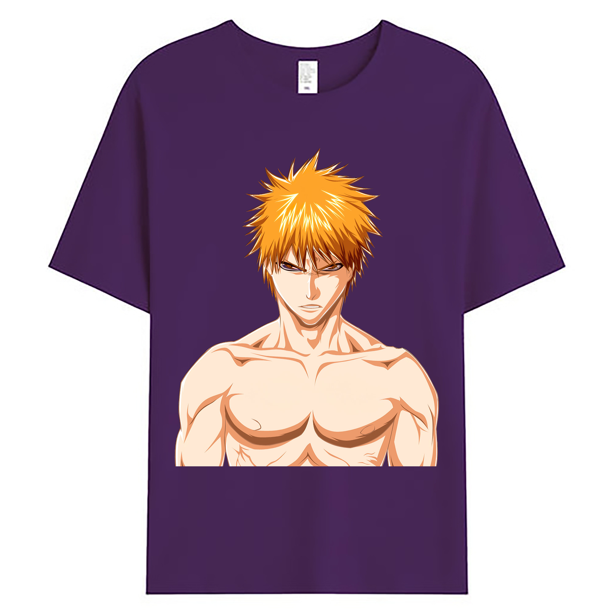 （画像用） ブリーチ 黒崎一護（くろさき いちご）BLEACH Kurosaki Ichigo 綿100％ メンズ半袖Tシャツ｜肌触りやわらか＆通気性