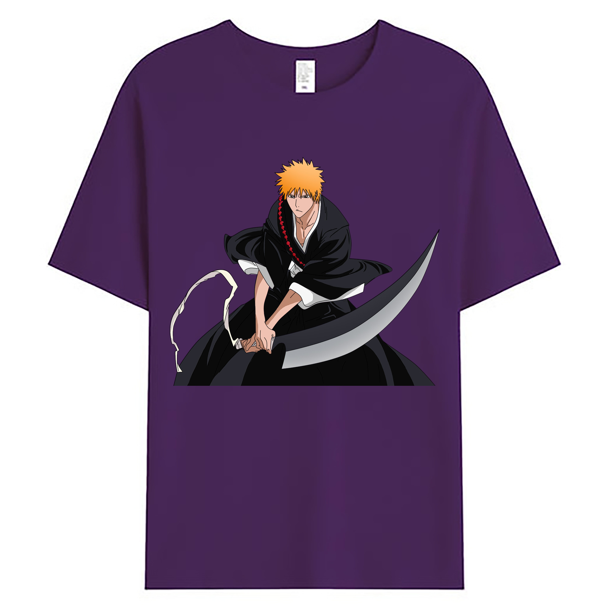 （画像用） ブリーチ 黒崎一護（くろさき いちご）BLEACH Kurosaki Ichigo 綿100％ メンズ半袖Tシャツ｜肌触りやわらか＆通気性