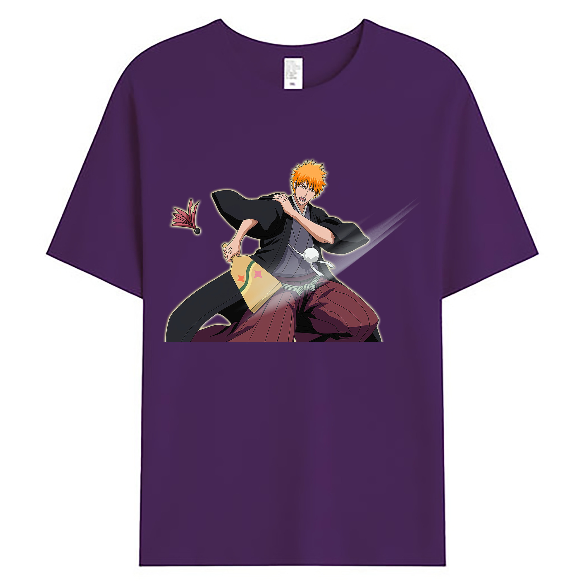 （画像用） ブリーチ 黒崎一護（くろさき いちご）BLEACH Kurosaki Ichigo 綿100％ メンズ半袖Tシャツ｜肌触りやわらか＆通気性