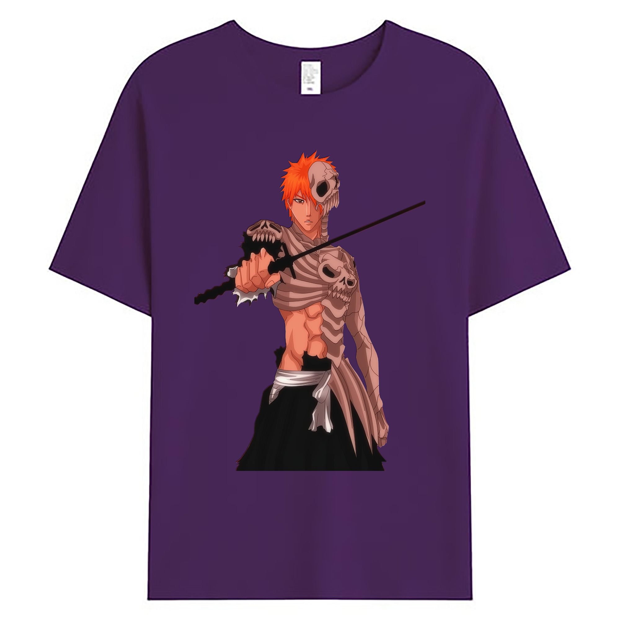 （画像用） ブリーチ 黒崎一護（くろさき いちご）BLEACH Kurosaki Ichigo 綿100％ メンズ半袖Tシャツ｜肌触りやわらか＆通気性