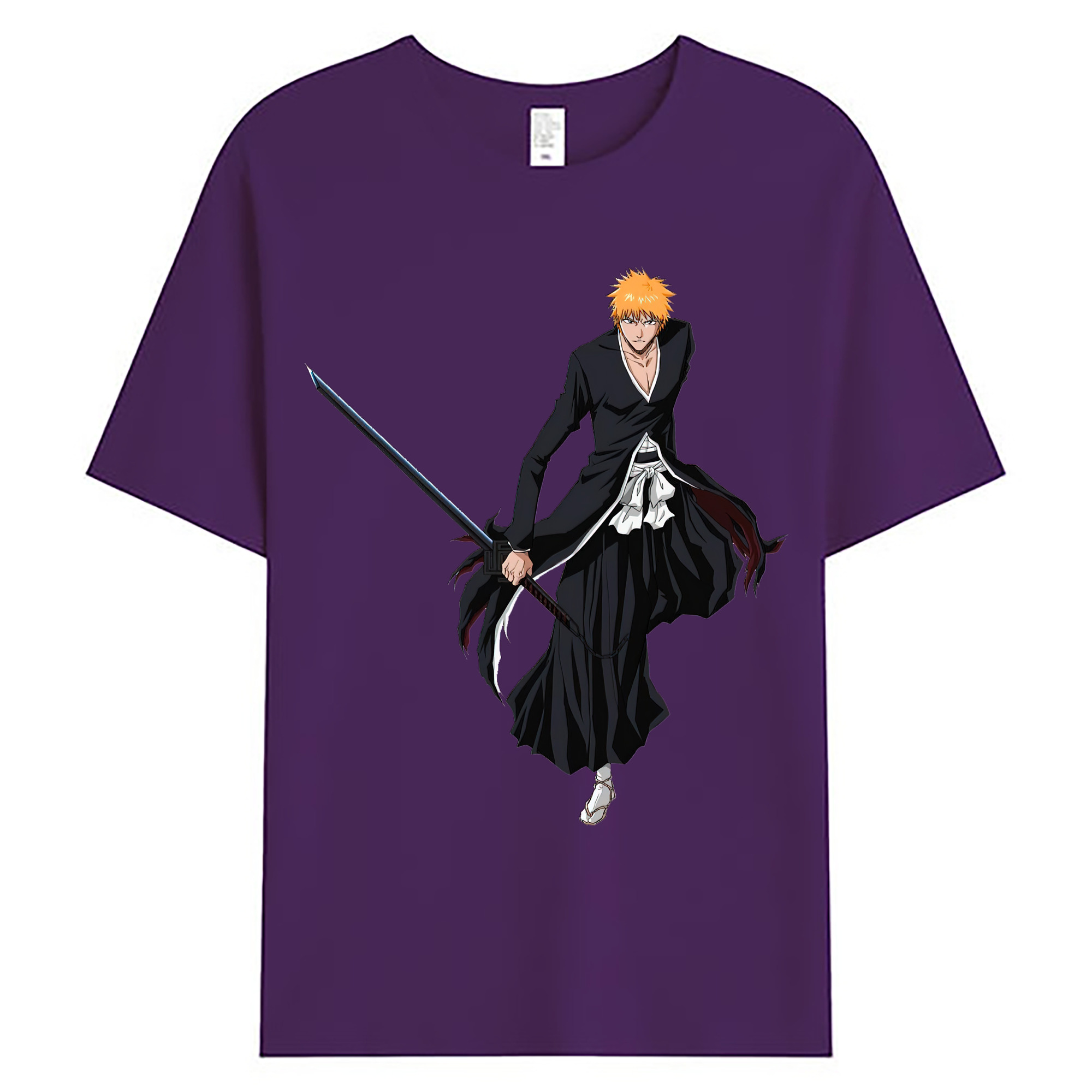 （画像用） ブリーチ 黒崎一護（くろさき いちご）BLEACH Kurosaki Ichigo 綿100％ メンズ半袖Tシャツ｜肌触りやわらか＆通気性