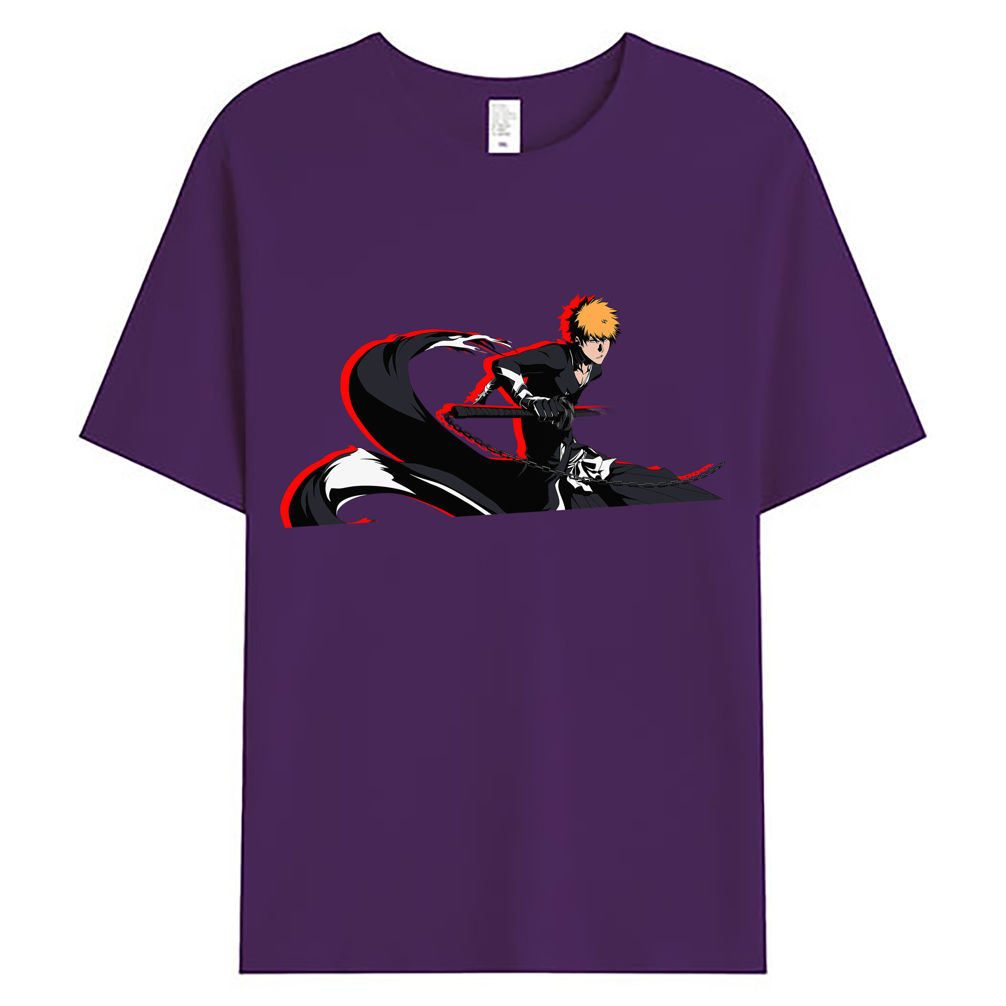 （画像用） ブリーチ 黒崎一護（くろさき いちご）BLEACH Kurosaki Ichigo 綿100％ メンズ半袖Tシャツ｜肌触りやわらか＆通気性