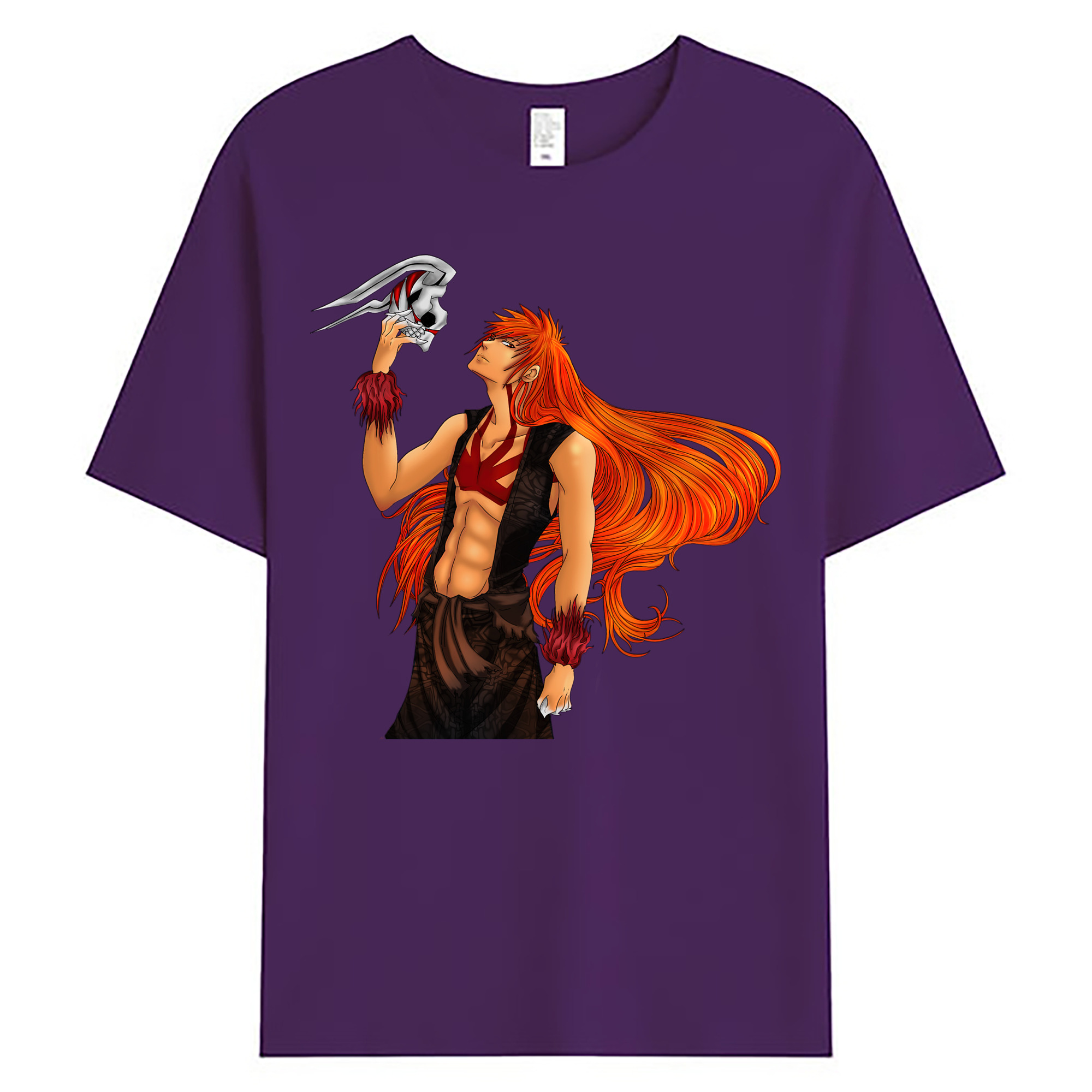（画像用） ブリーチ 黒崎一護（くろさき いちご）BLEACH Kurosaki Ichigo 綿100％ メンズ半袖Tシャツ｜肌触りやわらか＆通気性