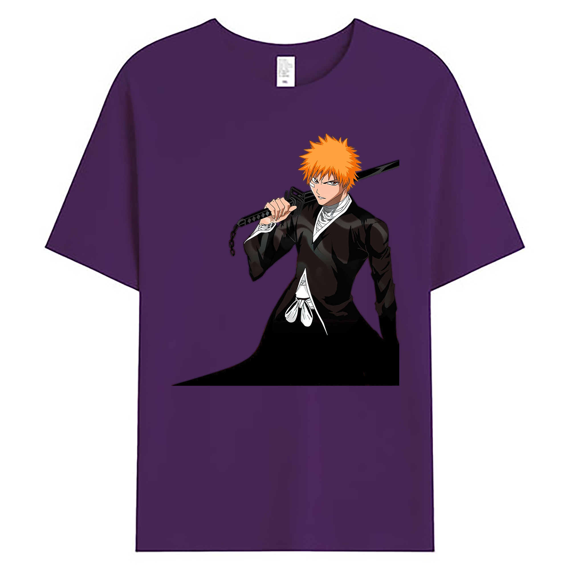 （画像用） ブリーチ 黒崎一護（くろさき いちご）BLEACH Kurosaki Ichigo 綿100％ メンズ半袖Tシャツ｜肌触りやわらか＆通気性