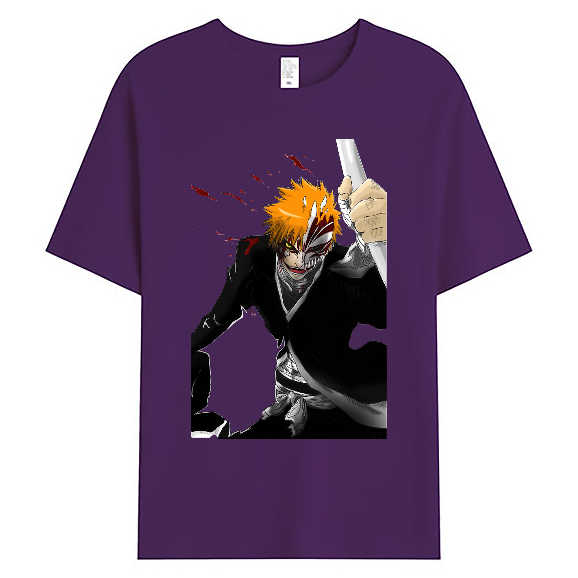 （画像用） ブリーチ 黒崎一護（くろさき いちご）BLEACH Kurosaki Ichigo 綿100％ メンズ半袖Tシャツ｜肌触りやわらか＆通気性