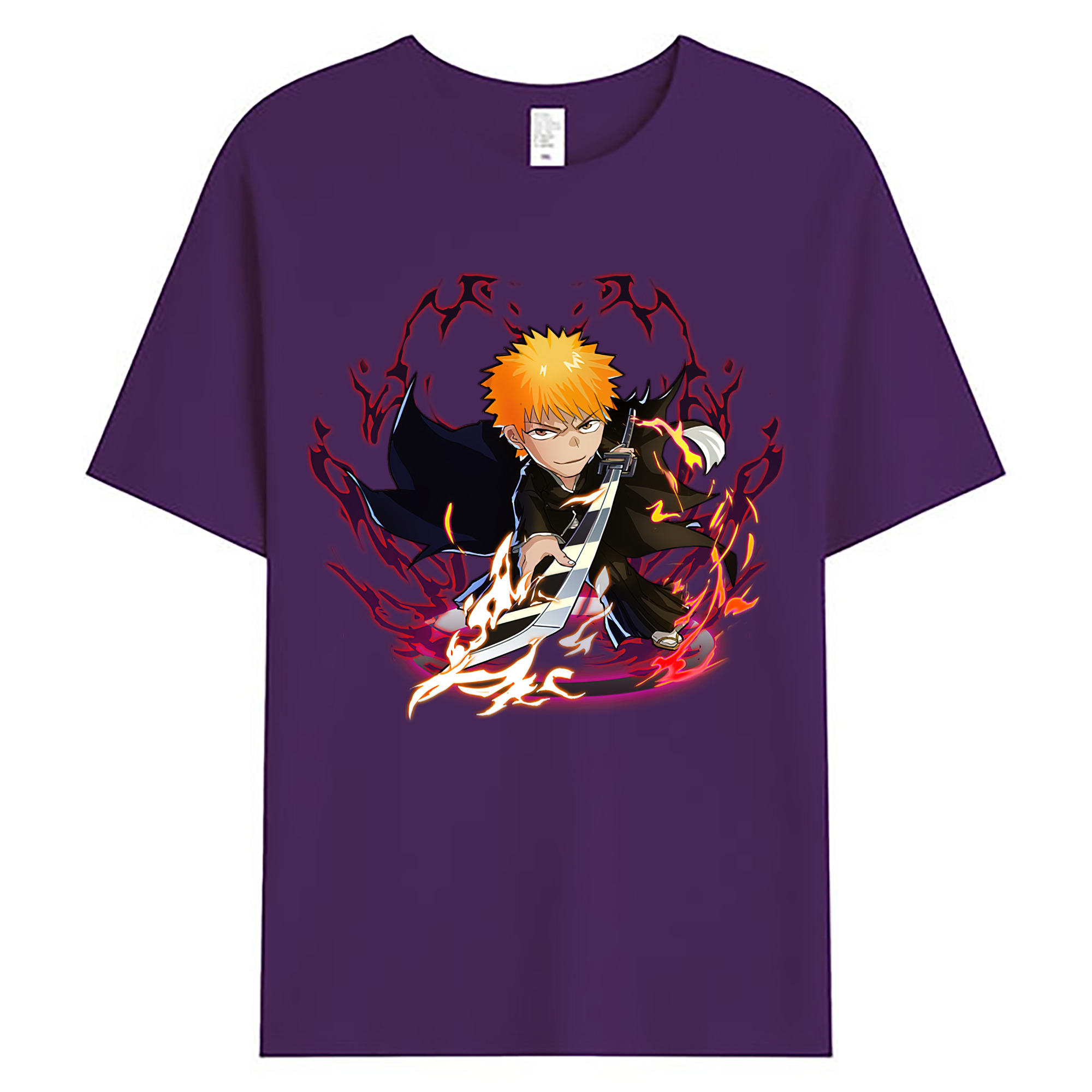 （画像用） ブリーチ 黒崎一護（くろさき いちご）BLEACH Kurosaki Ichigo 綿100％ メンズ半袖Tシャツ｜肌触りやわらか＆通気性