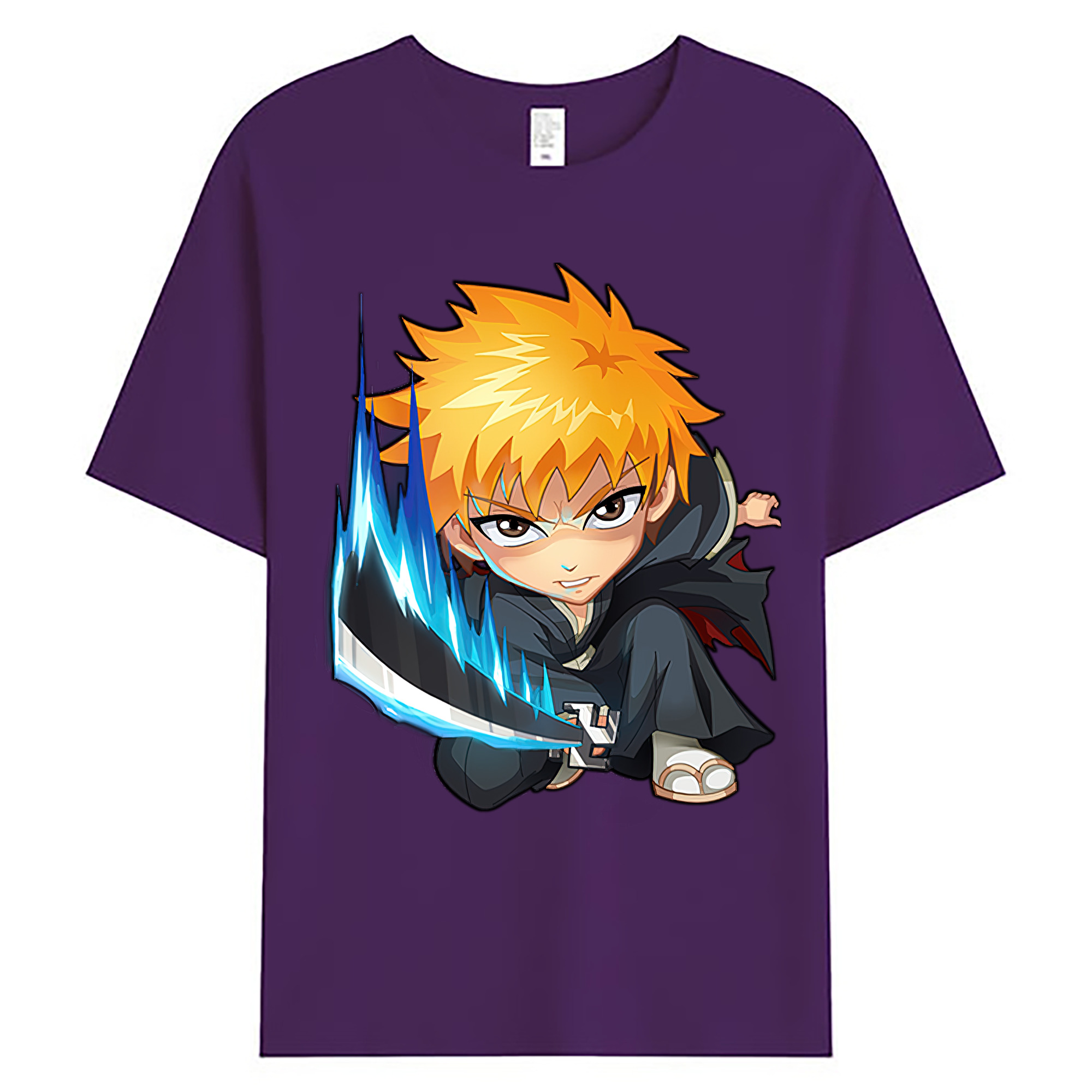 （画像用） ブリーチ 黒崎一護（くろさき いちご）BLEACH Kurosaki Ichigo 綿100％ メンズ半袖Tシャツ｜肌触りやわらか＆通気性